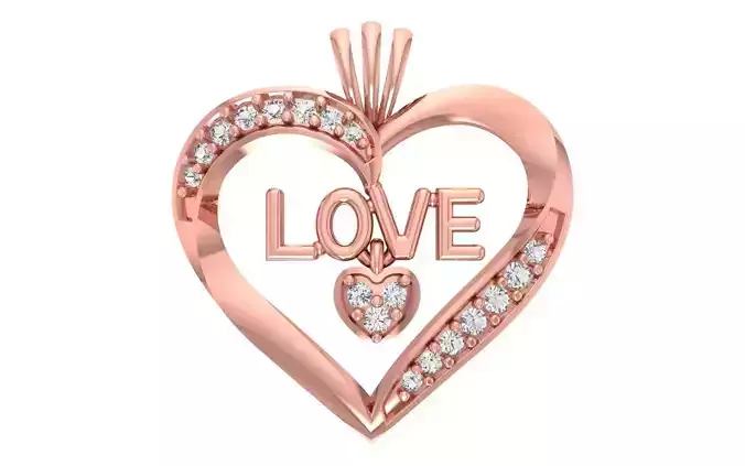 Women love Heart Pendants 3dm STL OBJ FBX Renders Details 3D print model