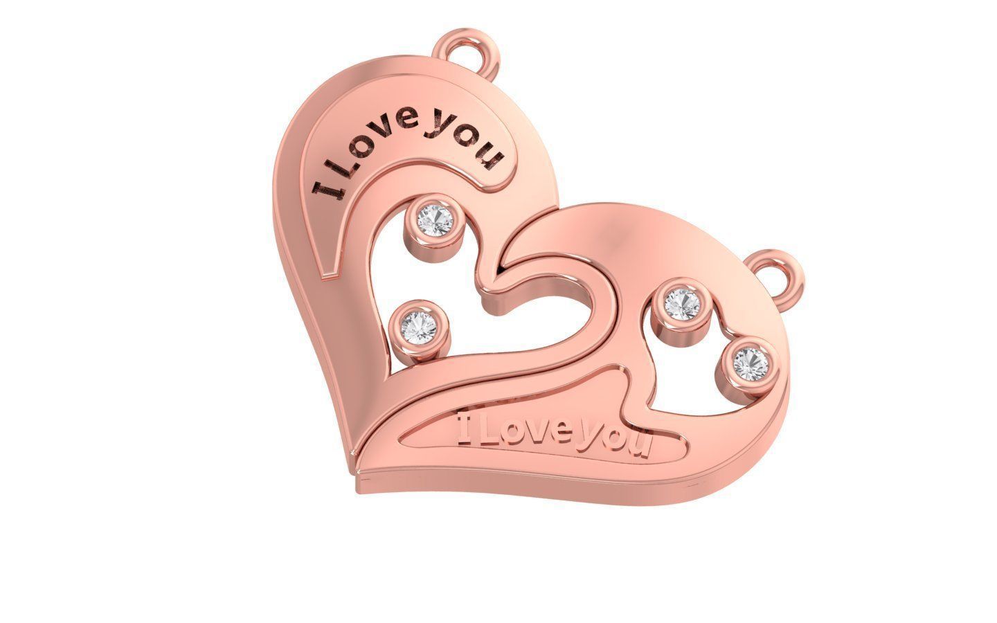 Women Heart Pendants 3dm STL OBJ FBX Renders Details 3D print model_2