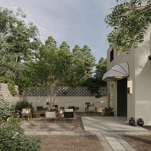 A very nice modern villa building and interior 3D model 2