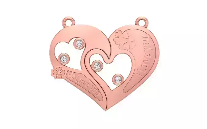 Women Heart Pendants 3dm STL OBJ FBX Renders Details 3D print model