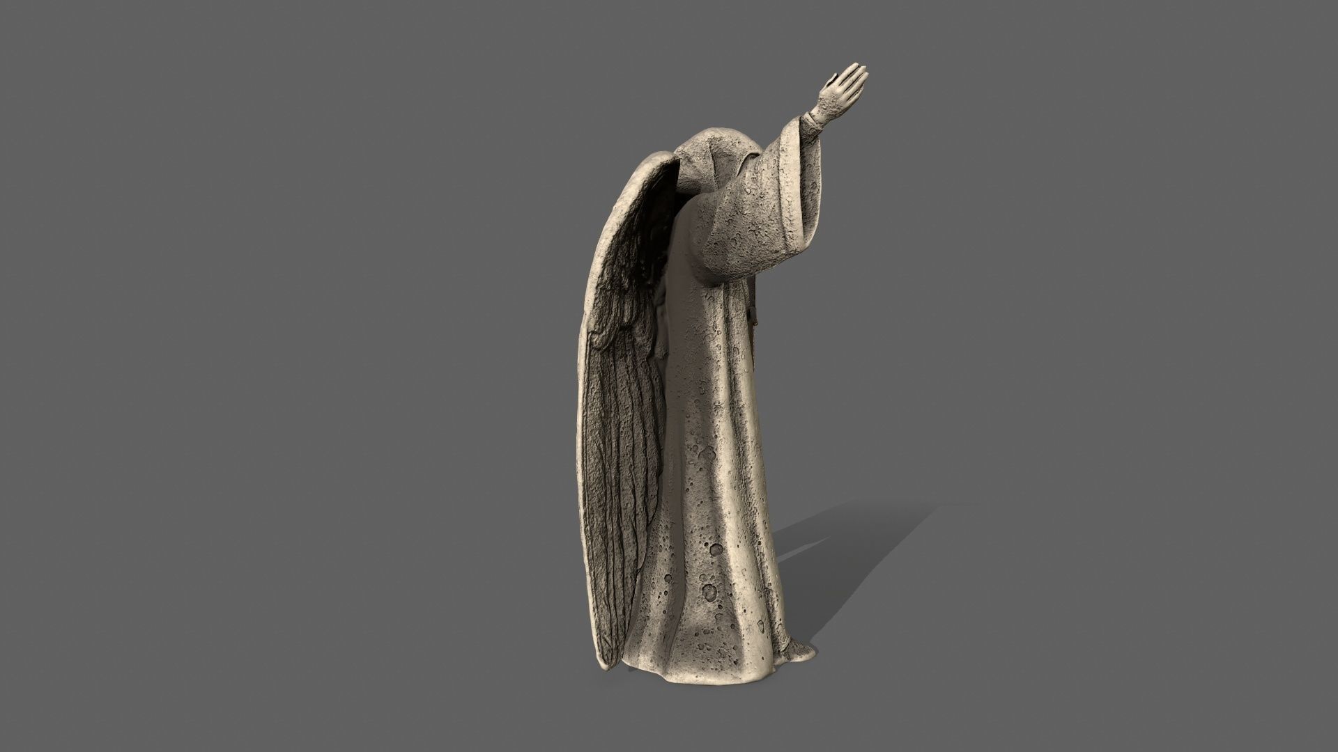 Angel statue of holding sword Low-poly 3D model_3