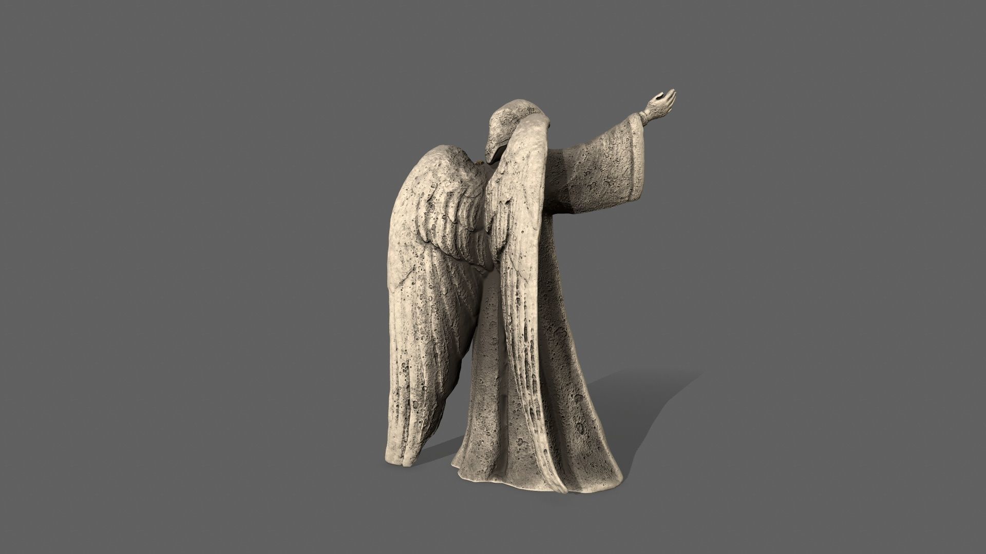 Angel statue of holding sword Low-poly 3D model_4