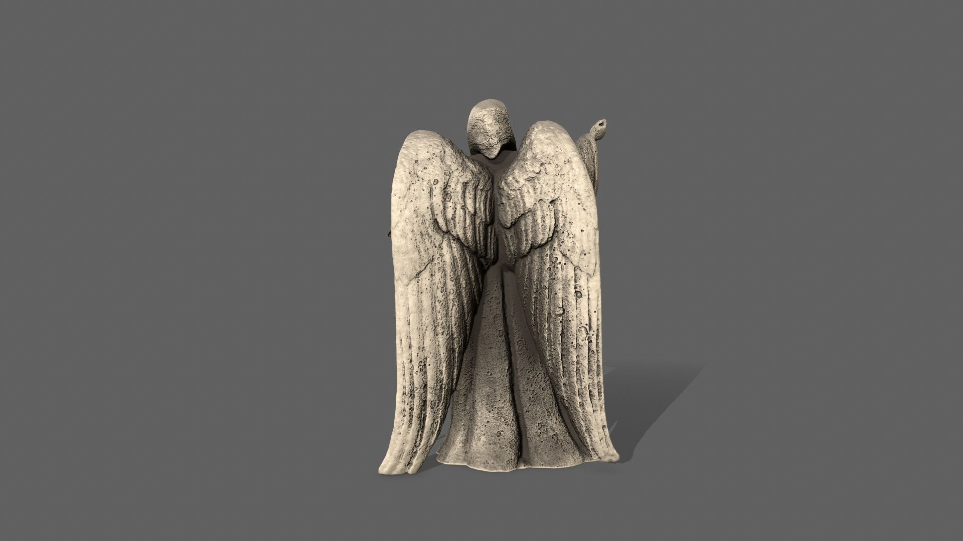 Angel statue of holding sword Low-poly 3D model_5