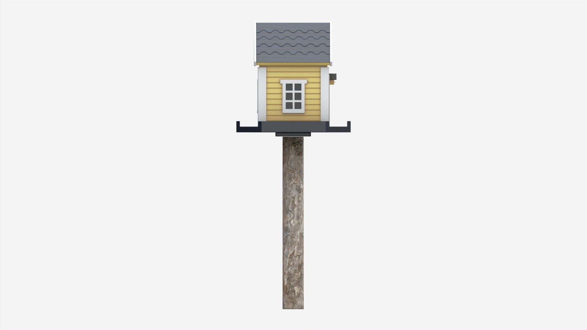 Outdoor Garden Birdhouse on Pillar 3D model_5