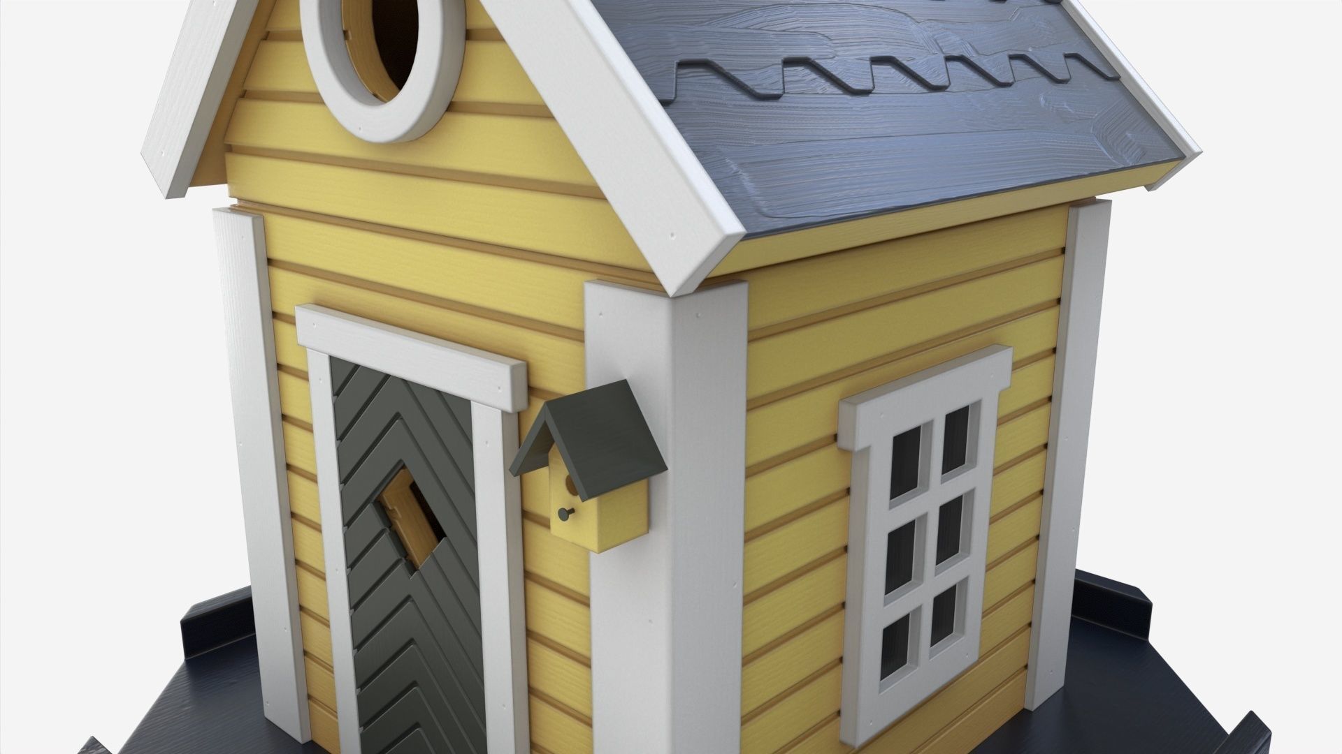 Outdoor Garden Birdhouse on Pillar 3D model_2