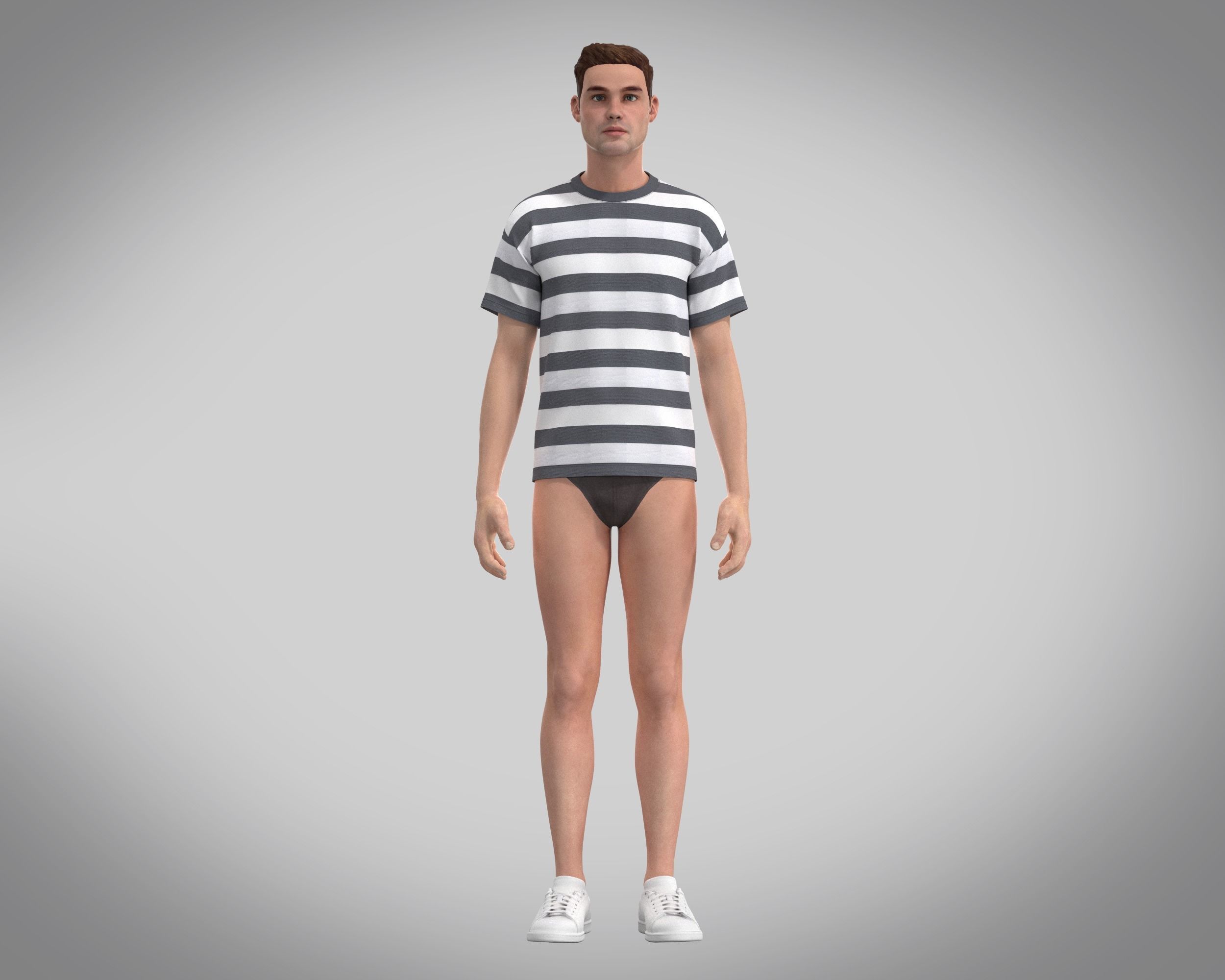 Mens Stripe-T Shirt 3D model_6