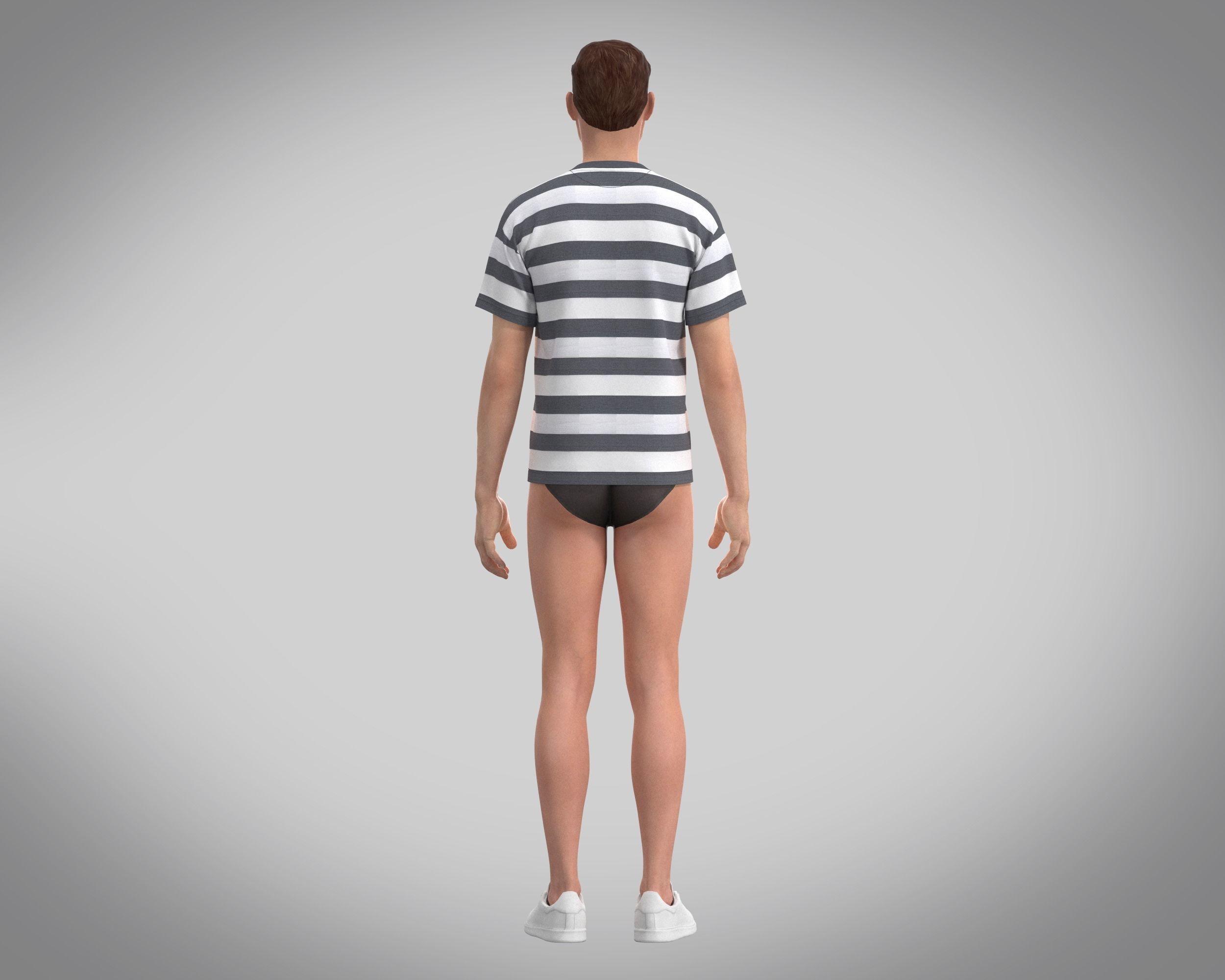 Mens Stripe-T Shirt 3D model_7