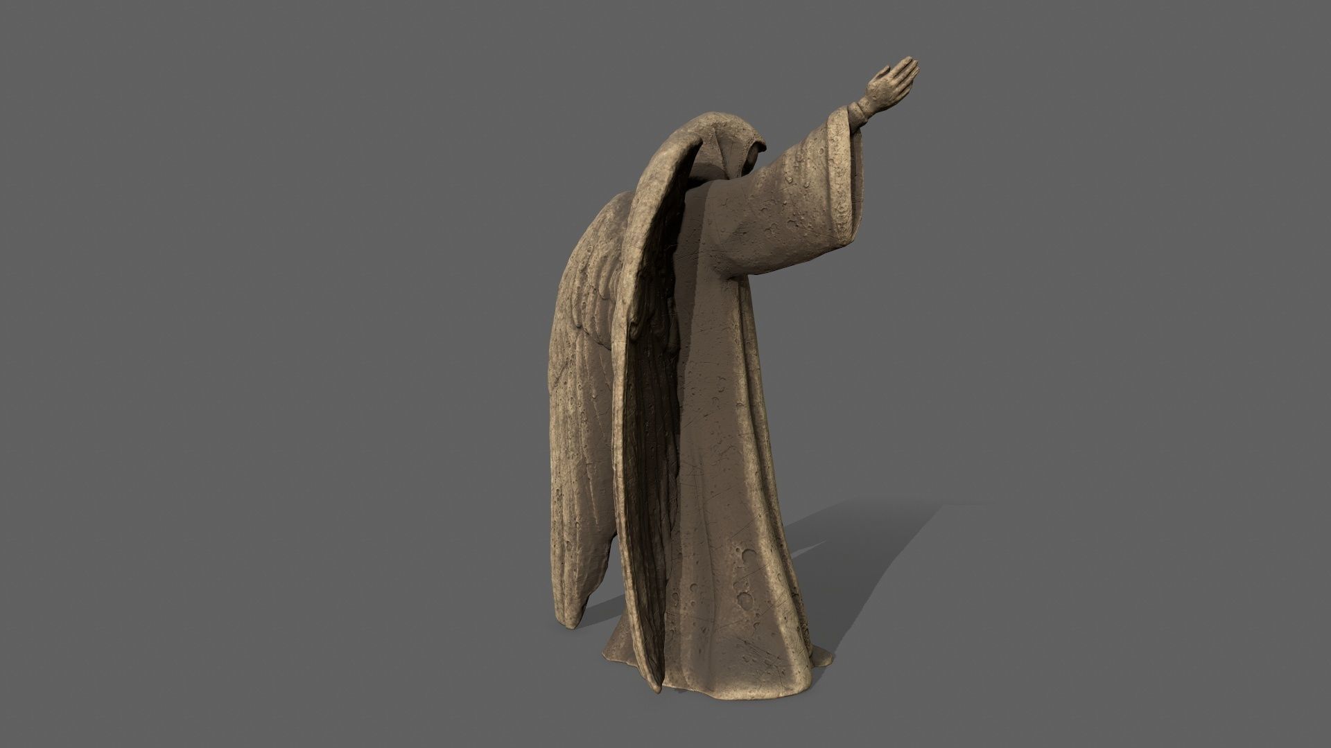 Angel statue of knight holding sword Low-poly 3D model_7