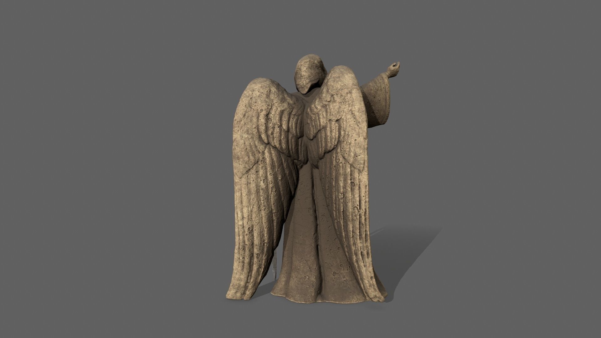 Angel statue of knight holding sword Low-poly 3D model_6