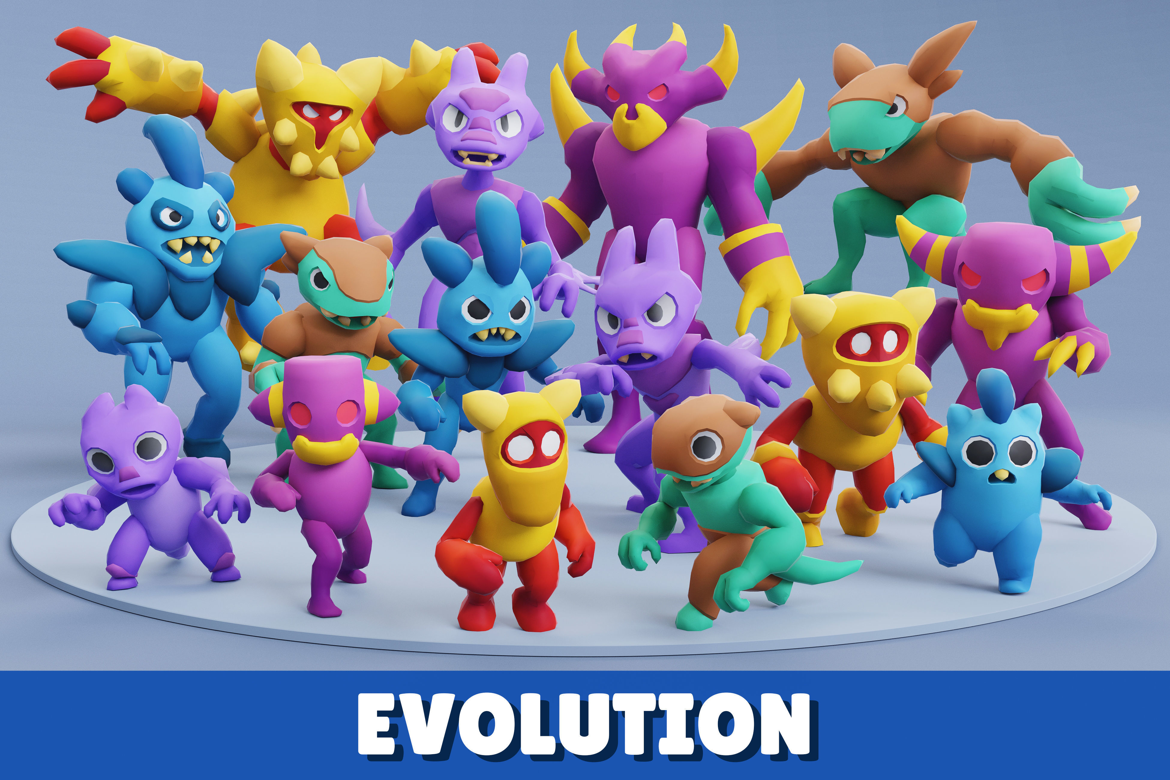 Cartoon Characters - Creatures Pack 01 Low-poly 3D model_18