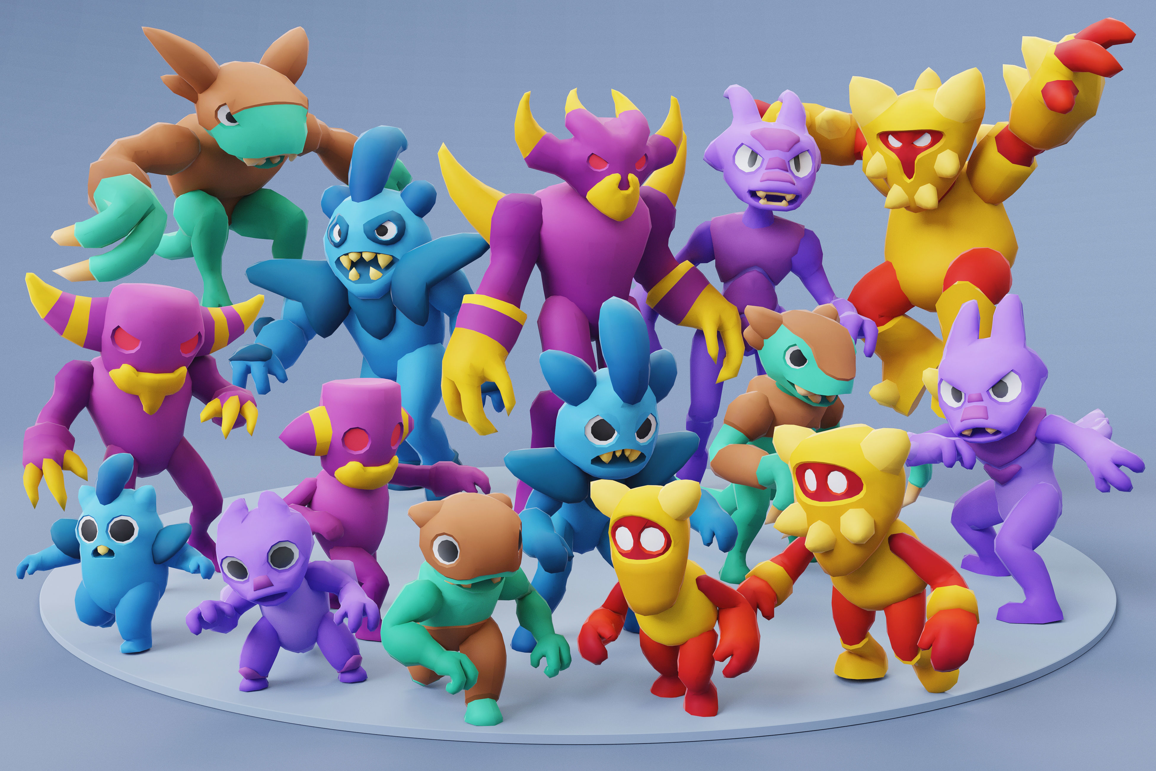 Cartoon Characters - Creatures Pack 01 Low-poly 3D model_20