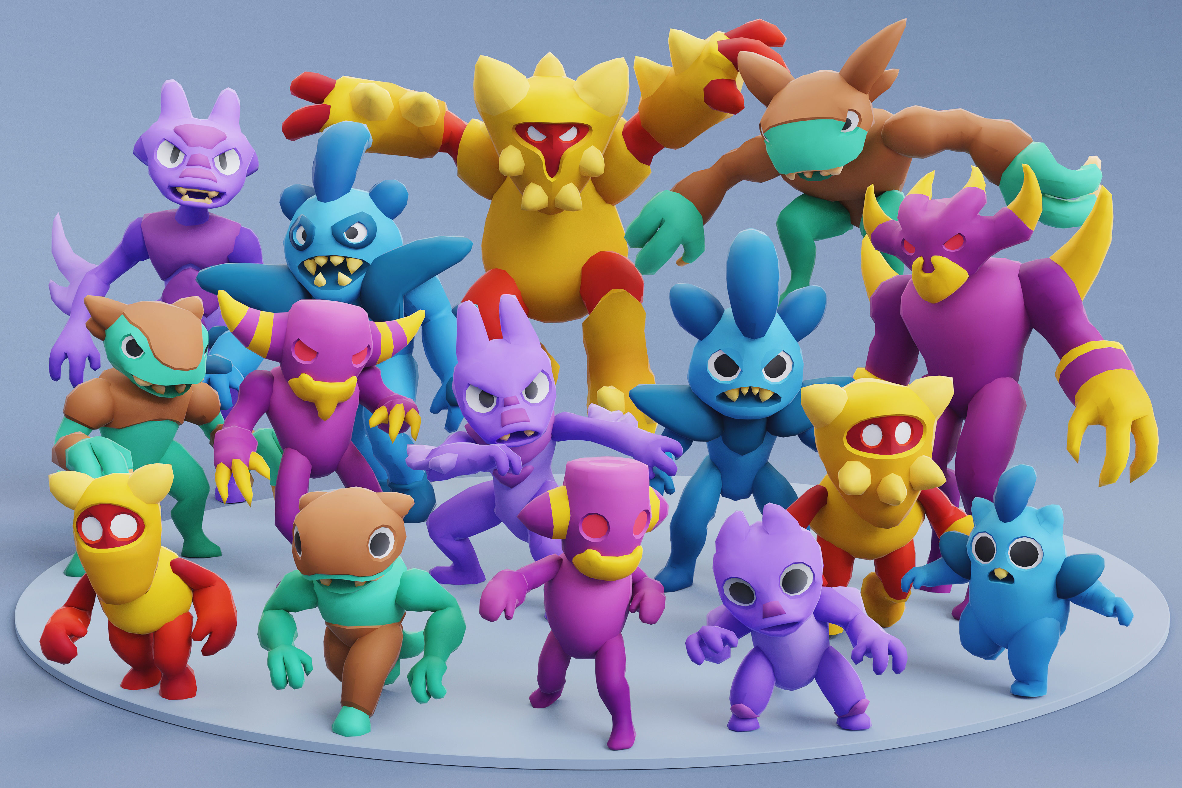 Cartoon Characters - Creatures Pack 01 Low-poly 3D model_19