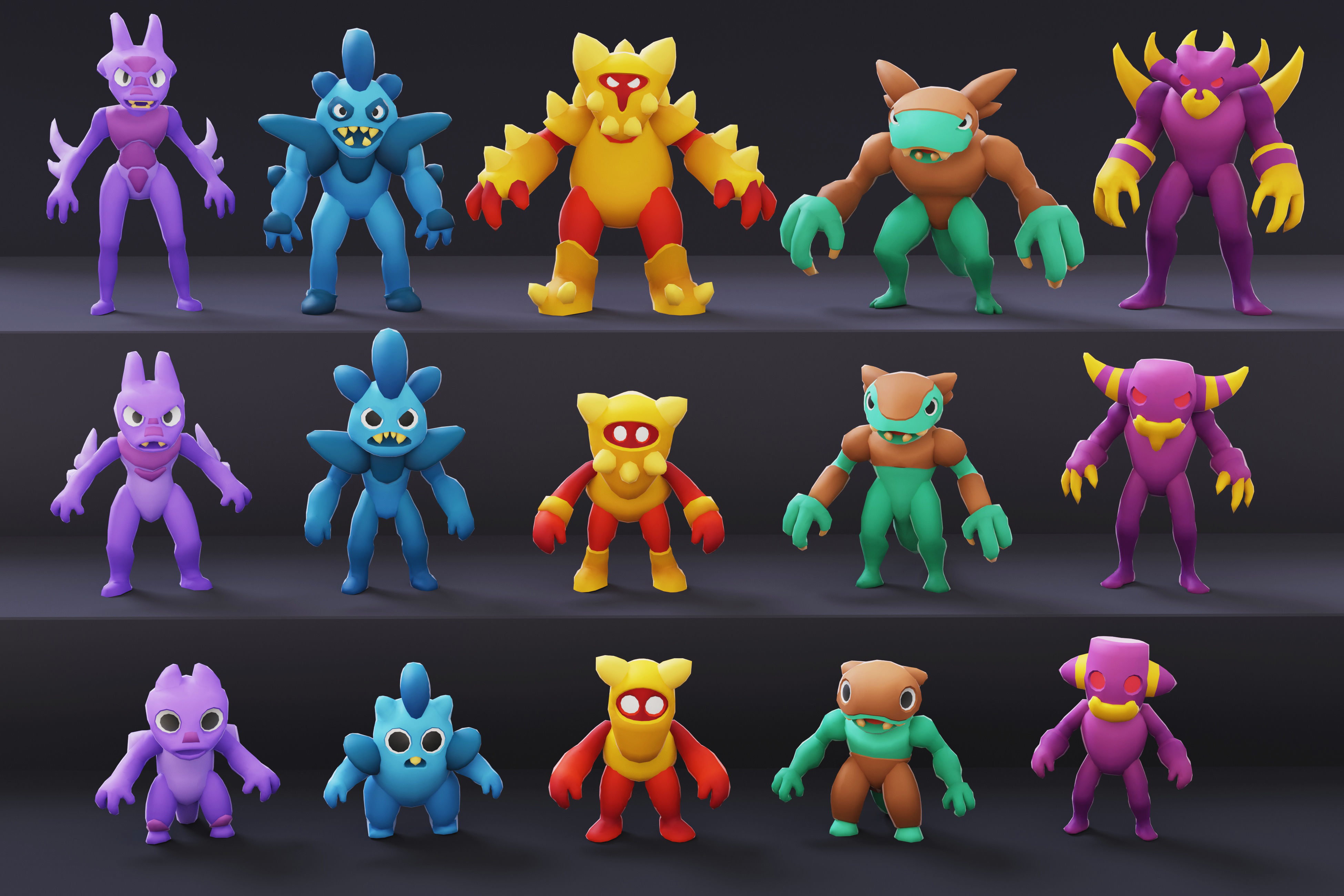 Cartoon Characters - Creatures Pack 01 Low-poly 3D model_21