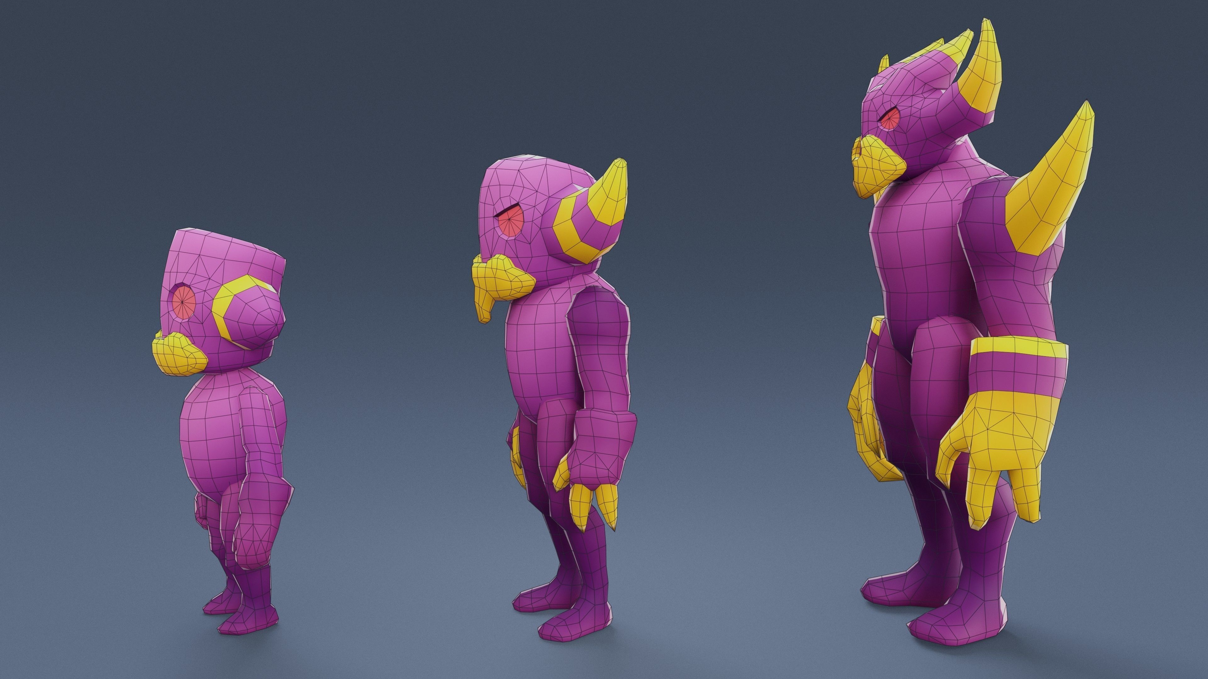 Cartoon Characters - Creatures Pack 01 Low-poly 3D model_35