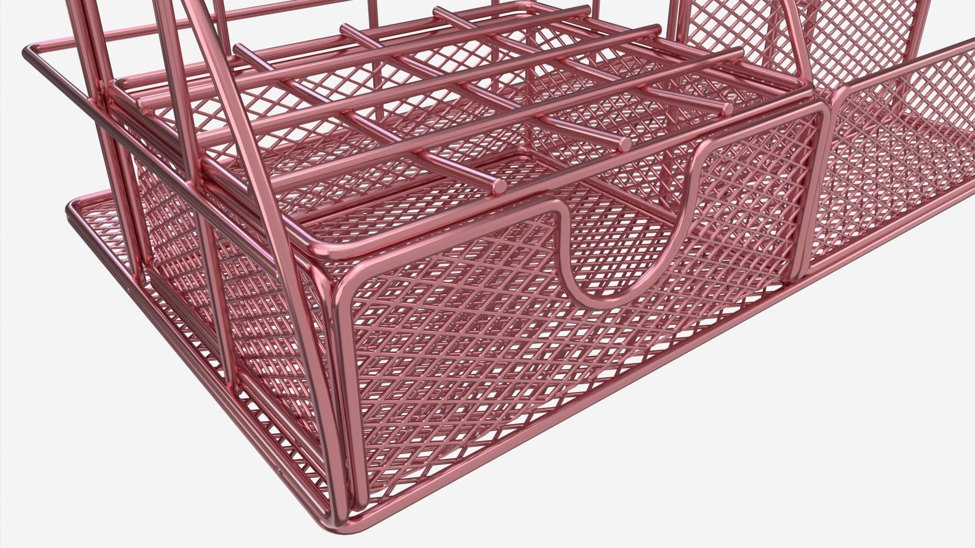 Rose Metal Desk Organizer 3D model_2