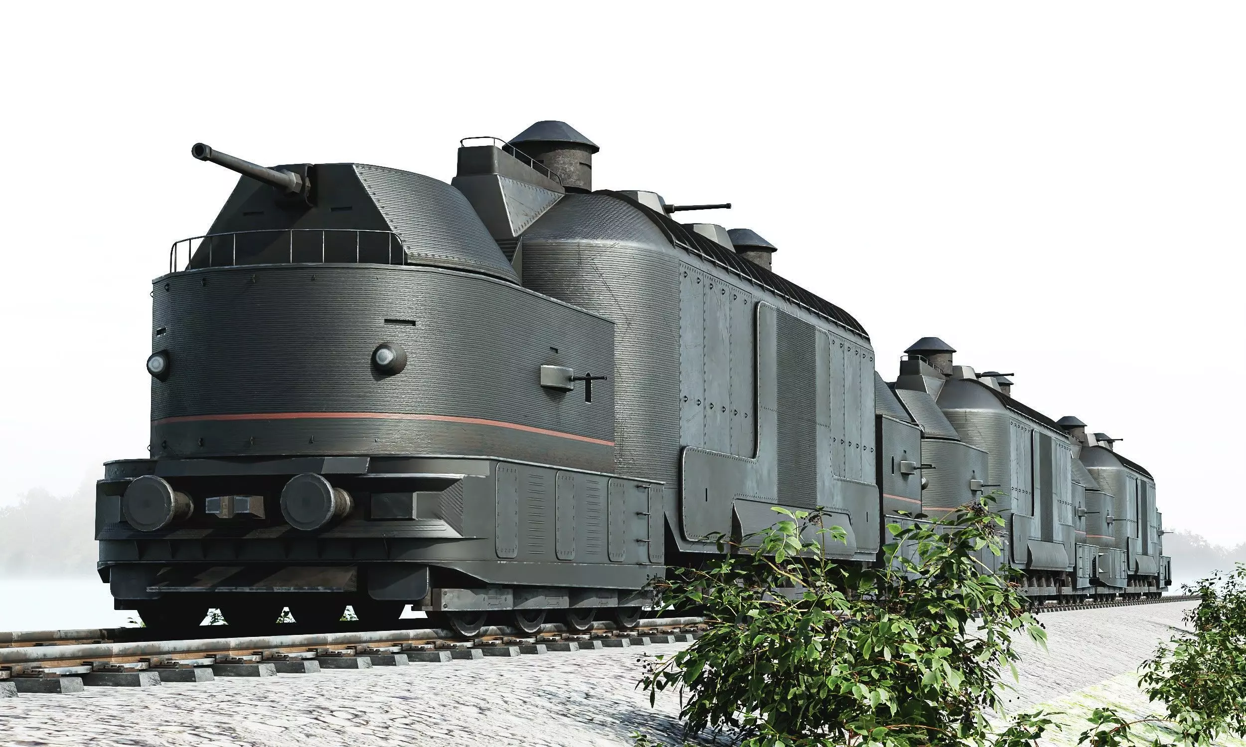 Armoured Train Low-poly 3D model_0