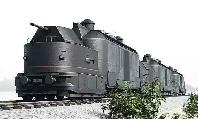 Armoured Train Low-poly 3D model