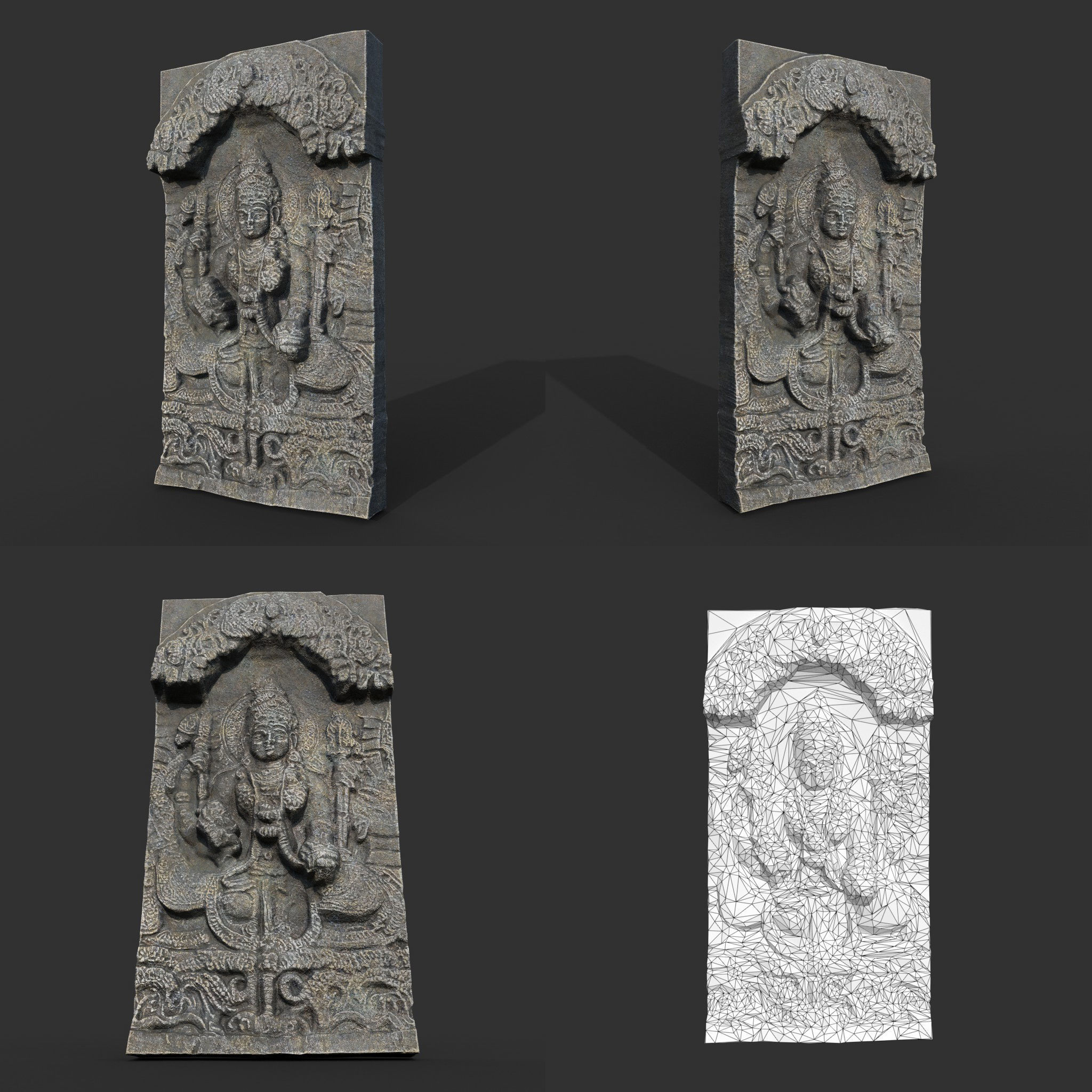 India Temple Wall modular Ultra HD 16K Texture - 221007 Low-poly 3D model_2