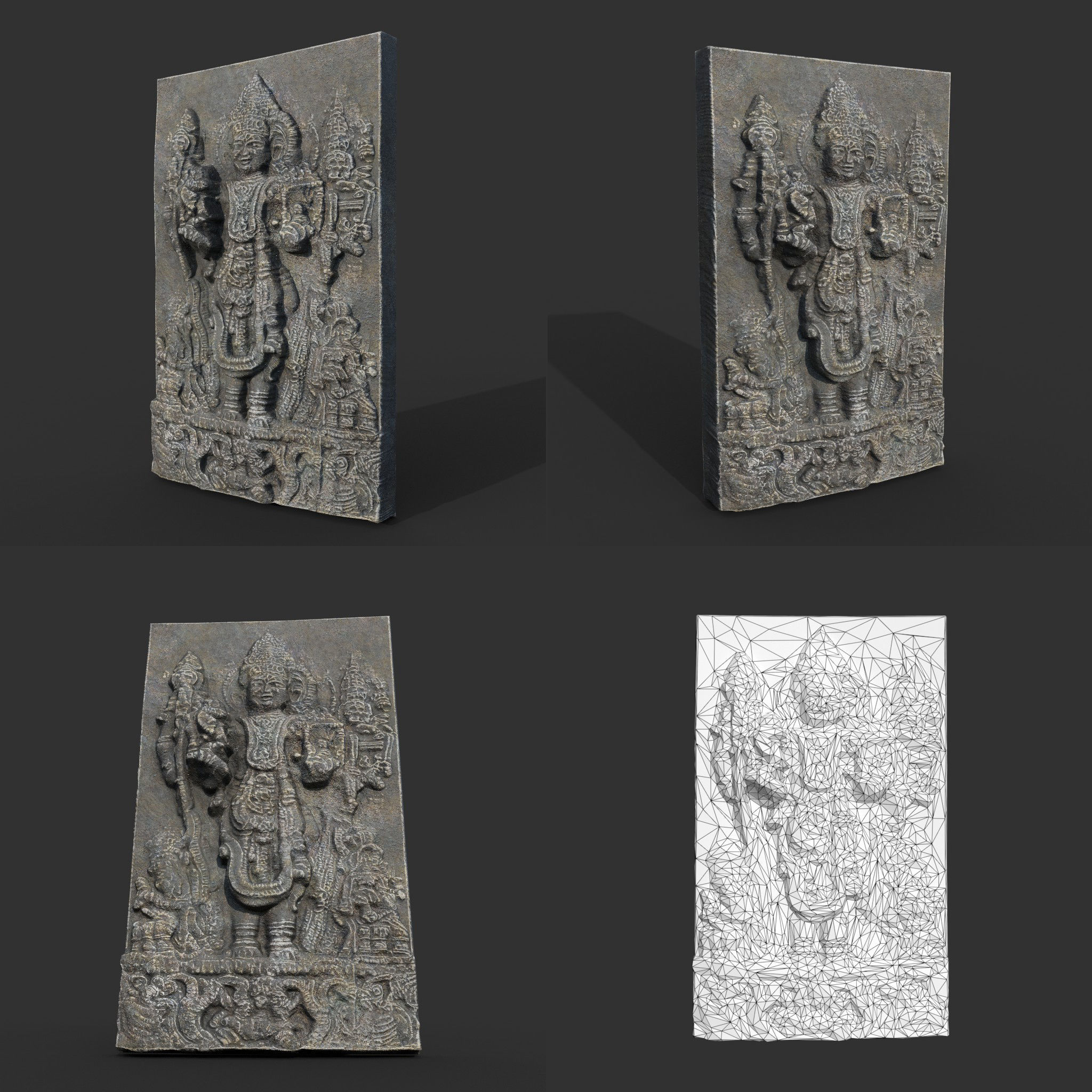 India Temple Wall modular Ultra HD 16K Texture - 221007 Low-poly 3D model_4