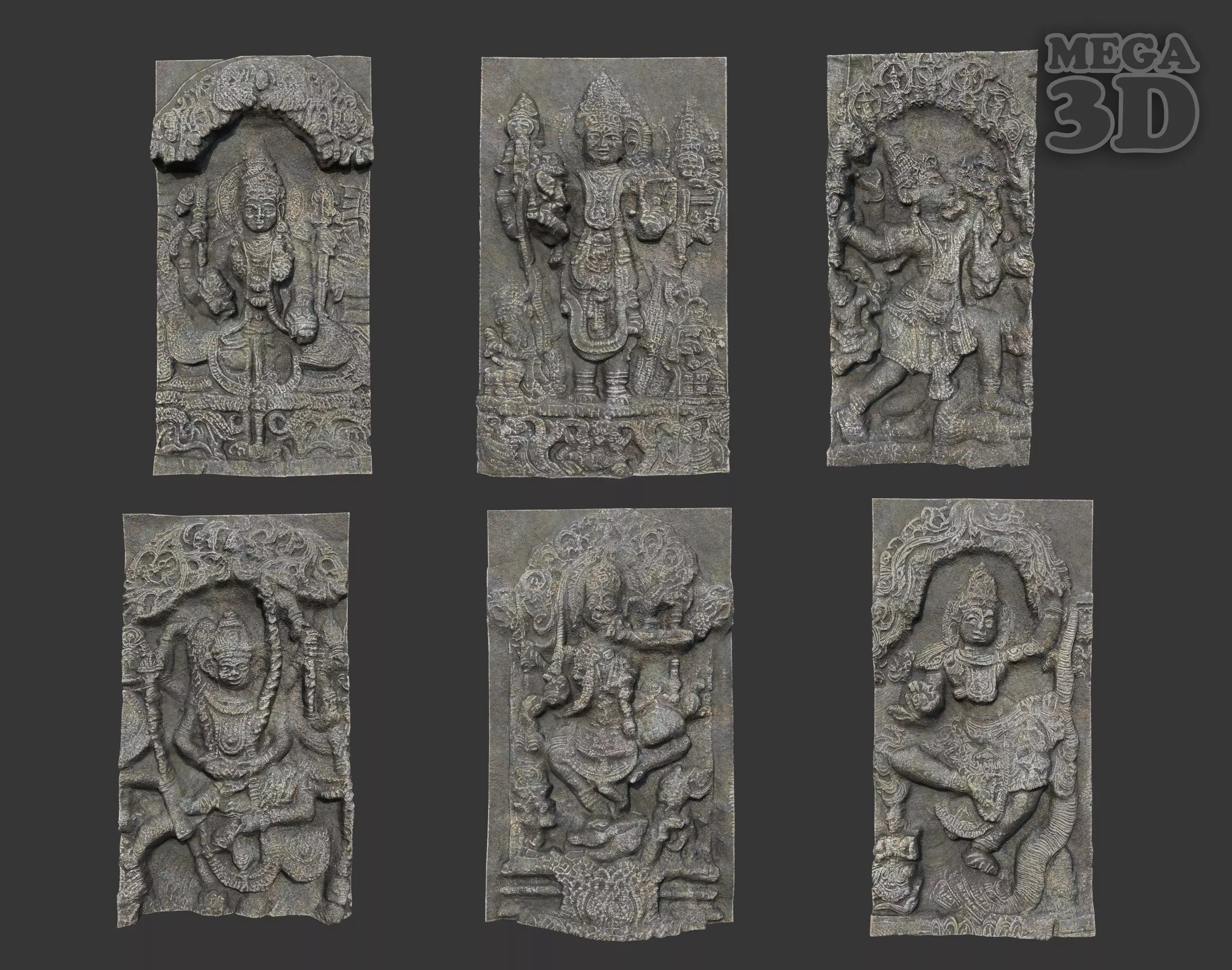 India Temple Wall modular Ultra HD 16K Texture - 221007 Low-poly 3D model_0