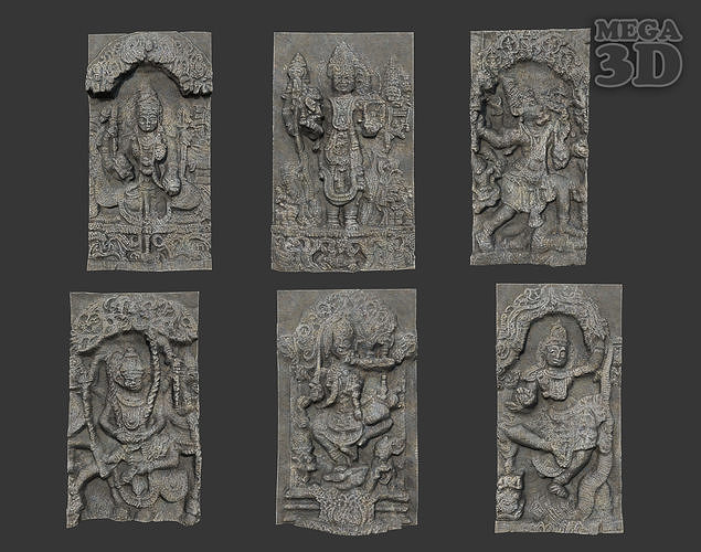 India Temple Wall modular Ultra HD 16K Texture - 221007 Low-poly 3D model