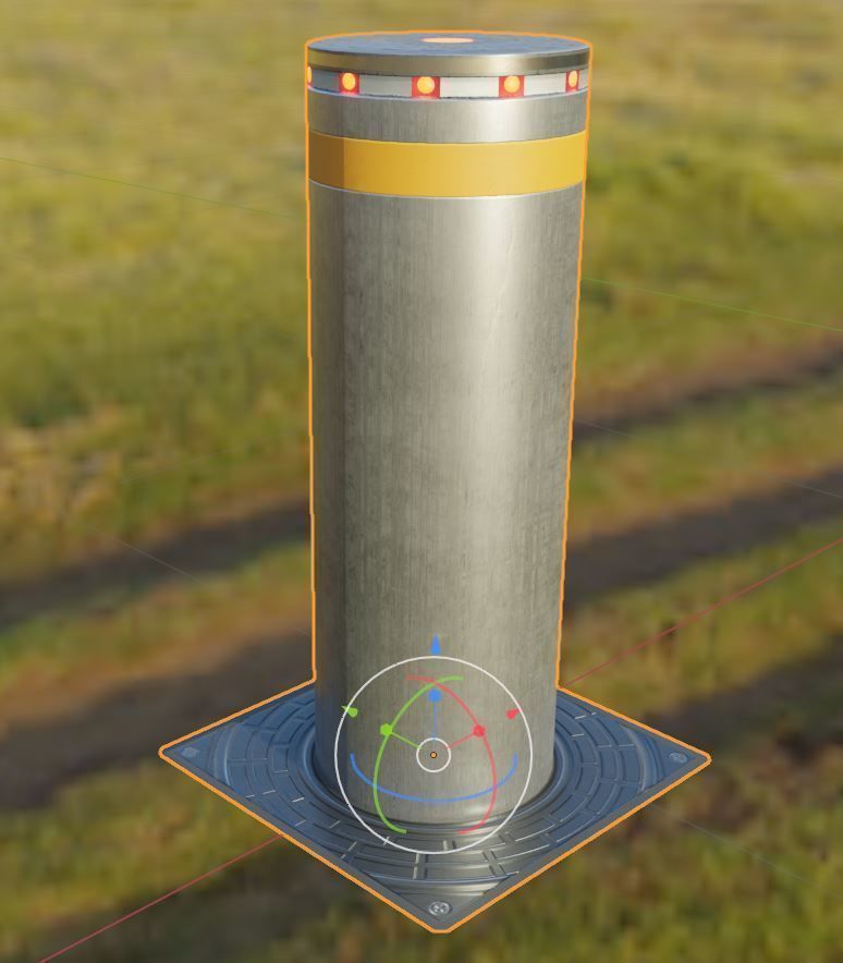 Hydraulic Bollard with LED Lights High and Low-Poly 3D Model Collection_17