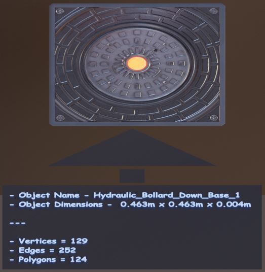 Hydraulic Bollard with LED Lights High and Low-Poly 3D Model Collection_6