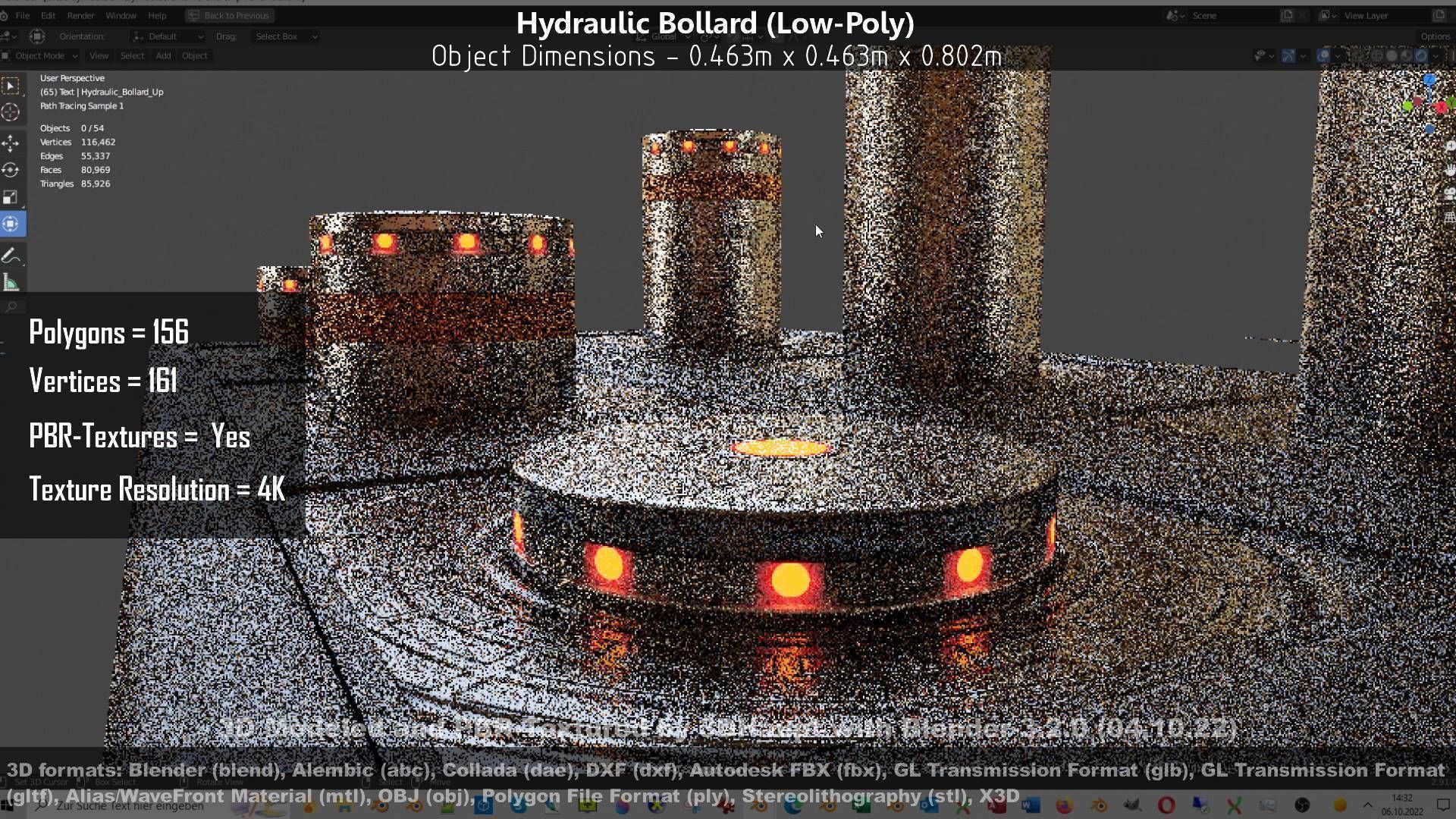 Hydraulic Bollard with LED Lights High and Low-Poly 3D Model Collection_49