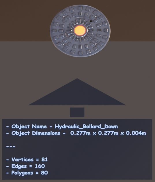 Hydraulic Bollard with LED Lights High and Low-Poly 3D Model Collection_10