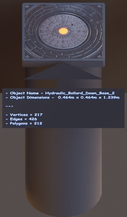 Hydraulic Bollard with LED Lights High and Low-Poly 3D Model Collection_3