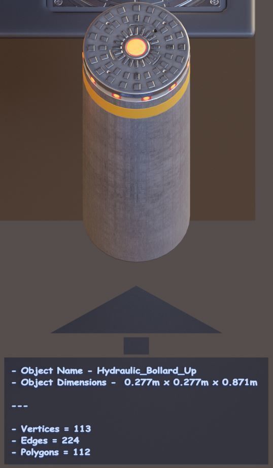 Hydraulic Bollard with LED Lights High and Low-Poly 3D Model Collection_7