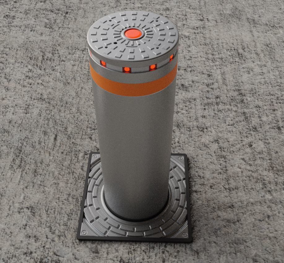 Hydraulic Bollard with LED Lights High and Low-Poly 3D Model Collection_25