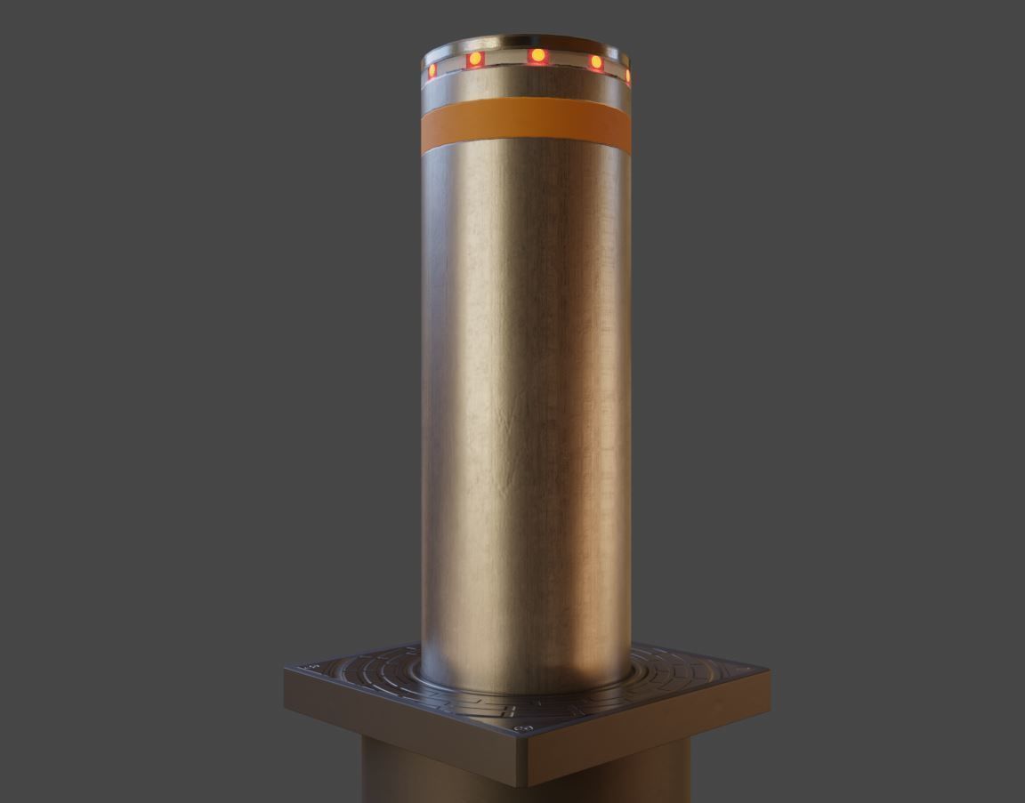 Hydraulic Bollard with LED Lights High and Low-Poly 3D Model Collection_4