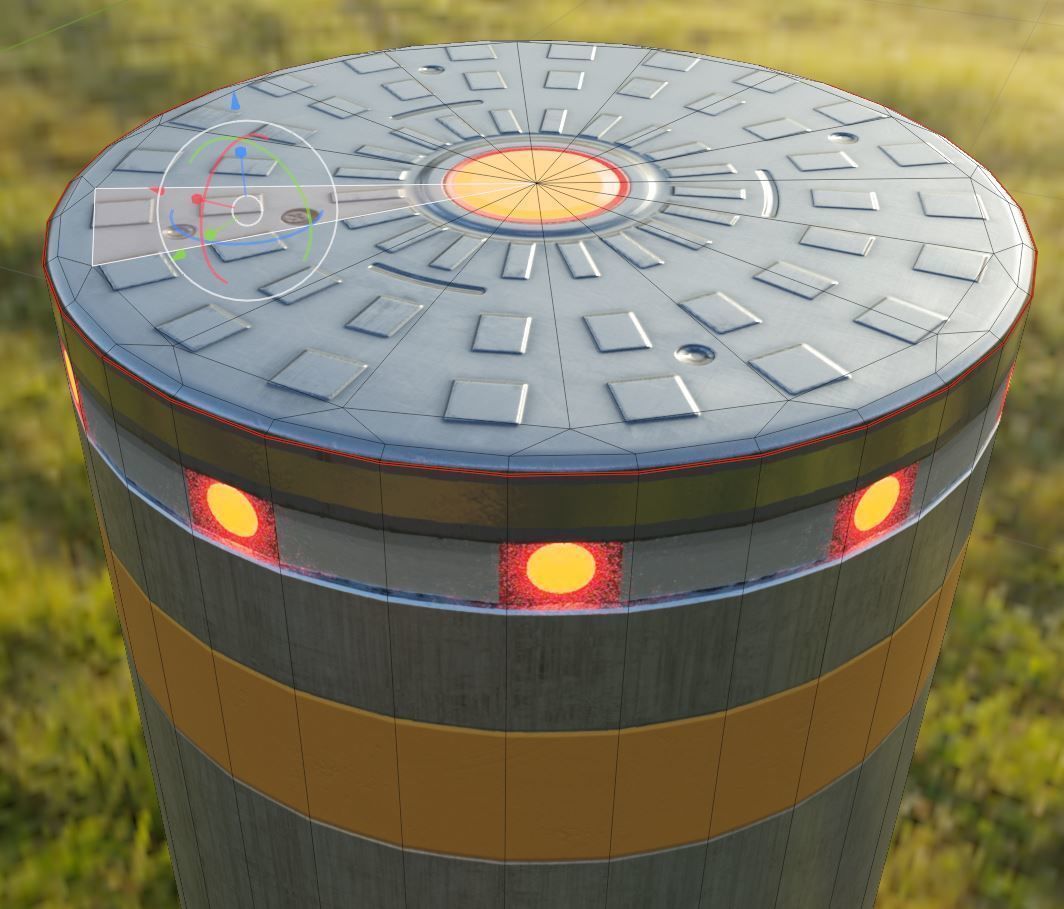 Hydraulic Bollard with LED Lights High and Low-Poly 3D Model Collection_20