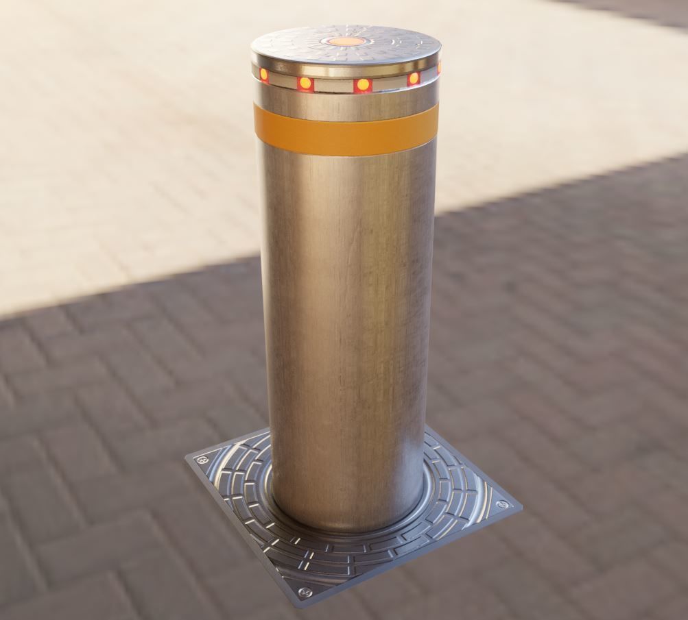 Hydraulic Bollard with LED Lights High and Low-Poly 3D Model Collection_8