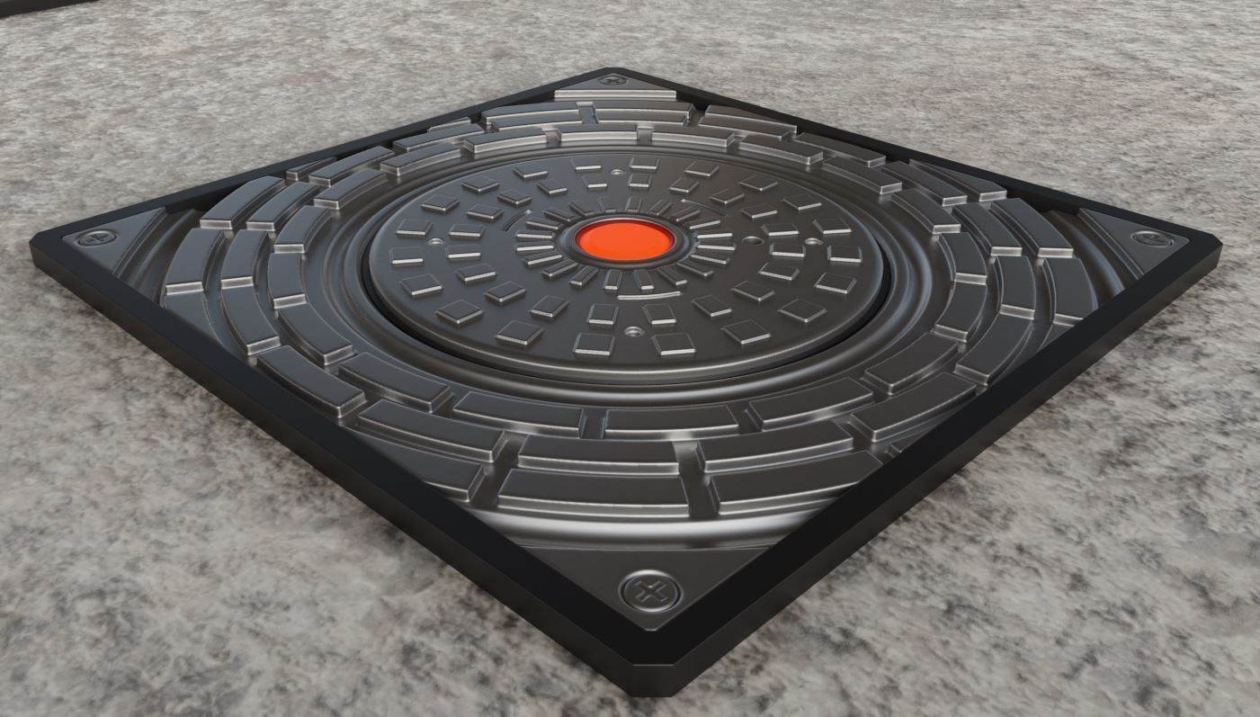 Hydraulic Bollard with LED Lights High and Low-Poly 3D Model Collection_27