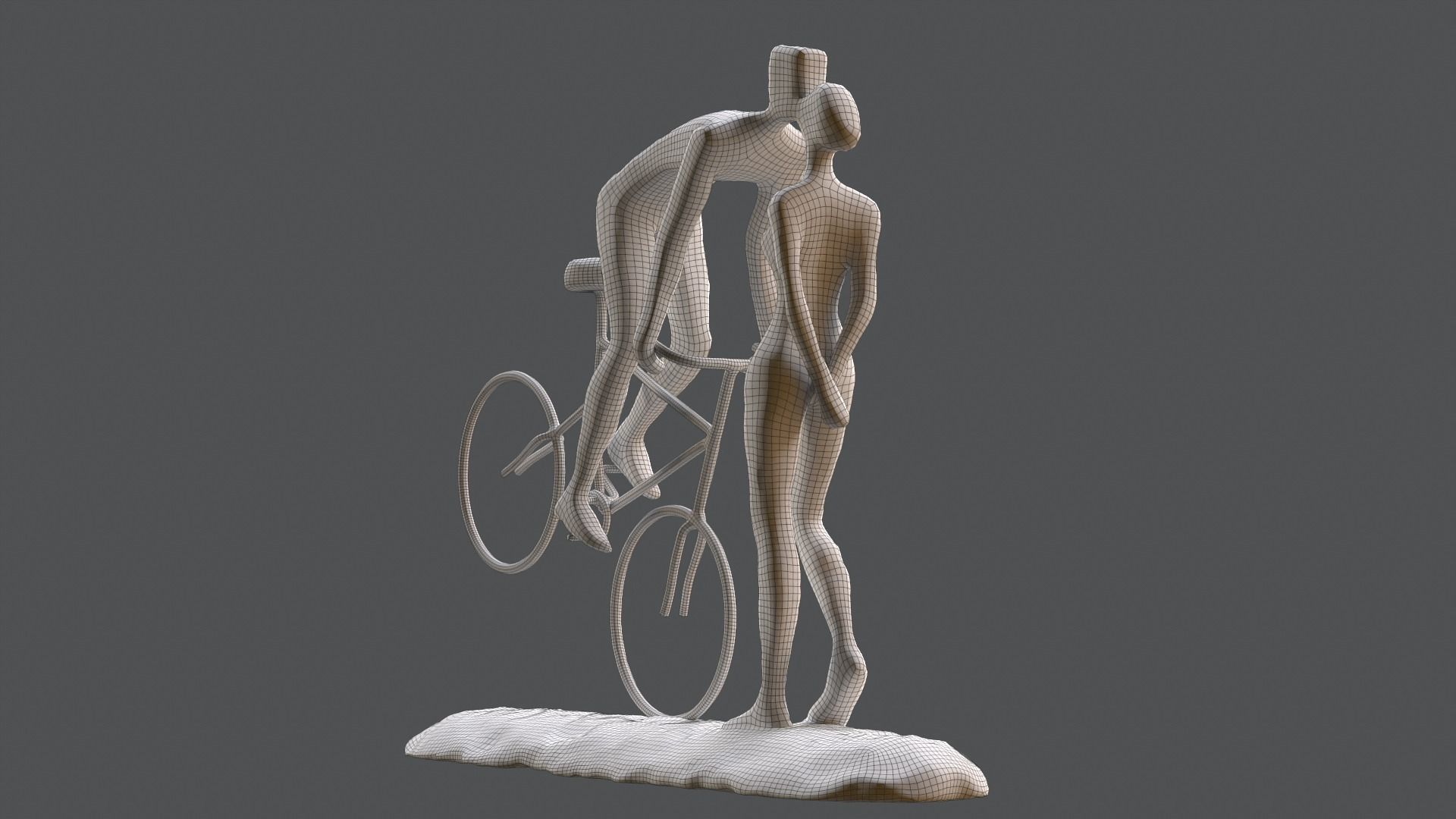 Cyclist In Love Handmade Statue Home Decor Art 3D model_20