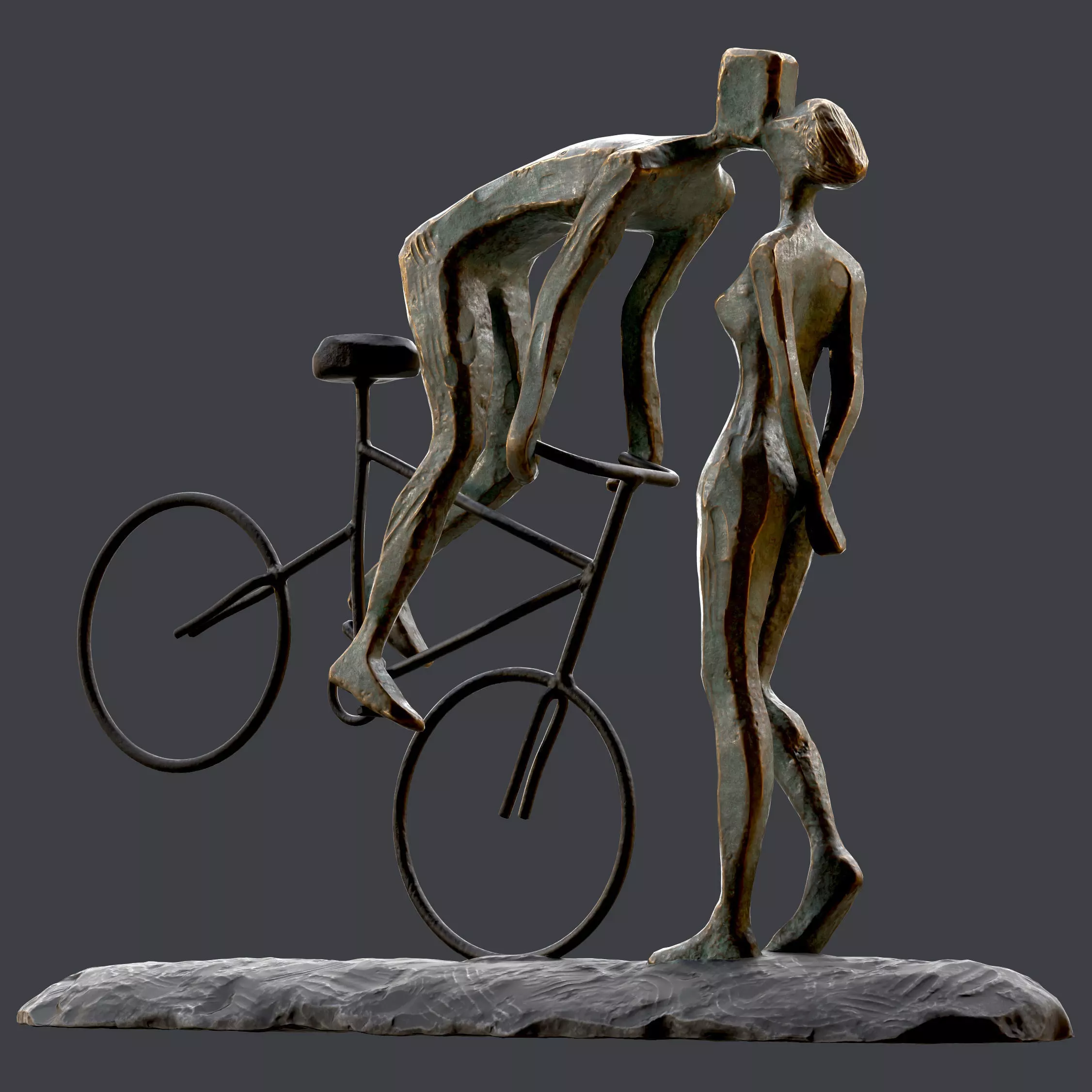 Cyclist In Love Handmade Statue Home Decor Art 3D model_0