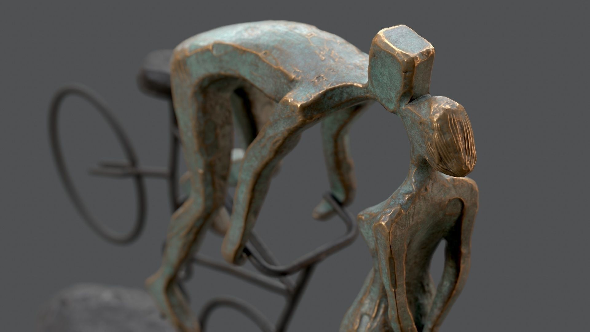 Cyclist In Love Handmade Statue Home Decor Art 3D model_11