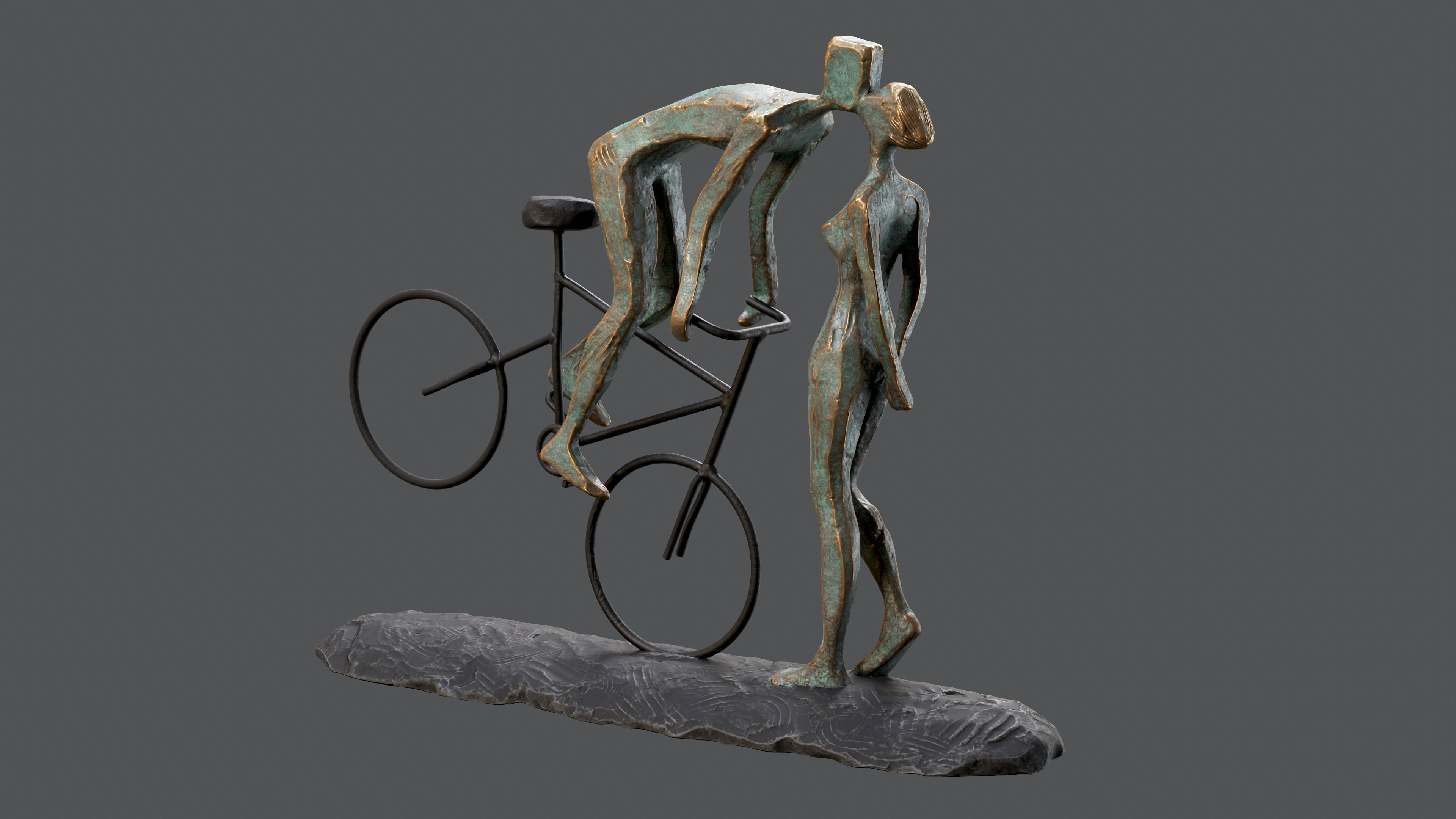 Cyclist In Love Handmade Statue Home Decor Art 3D model_7