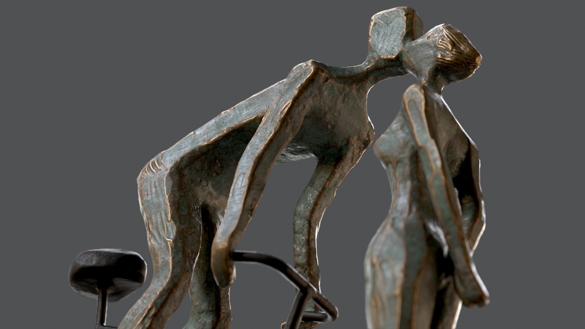 Cyclist In Love Handmade Statue Home Decor Art 3D model_9