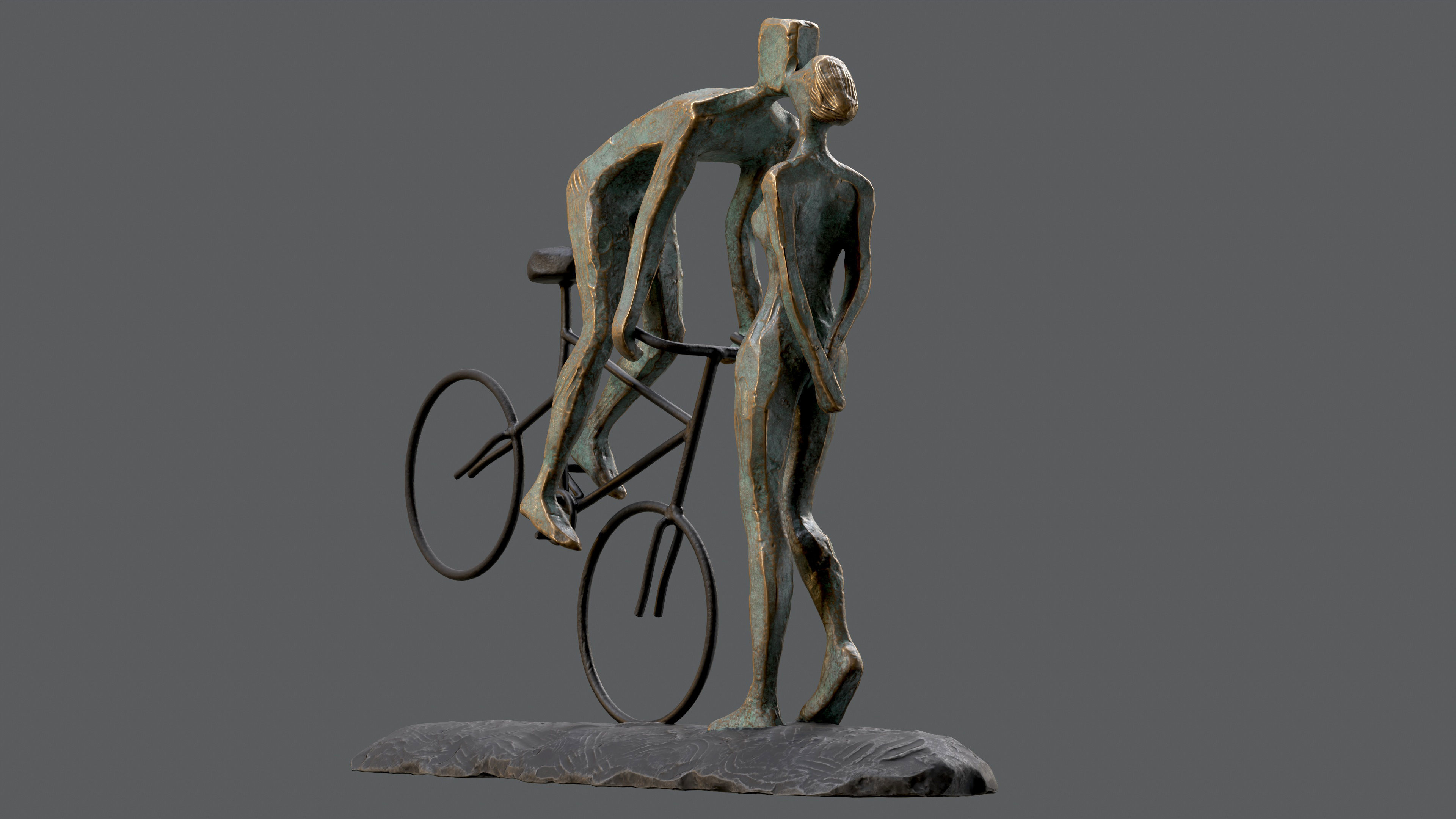 Cyclist In Love Handmade Statue Home Decor Art 3D model_3