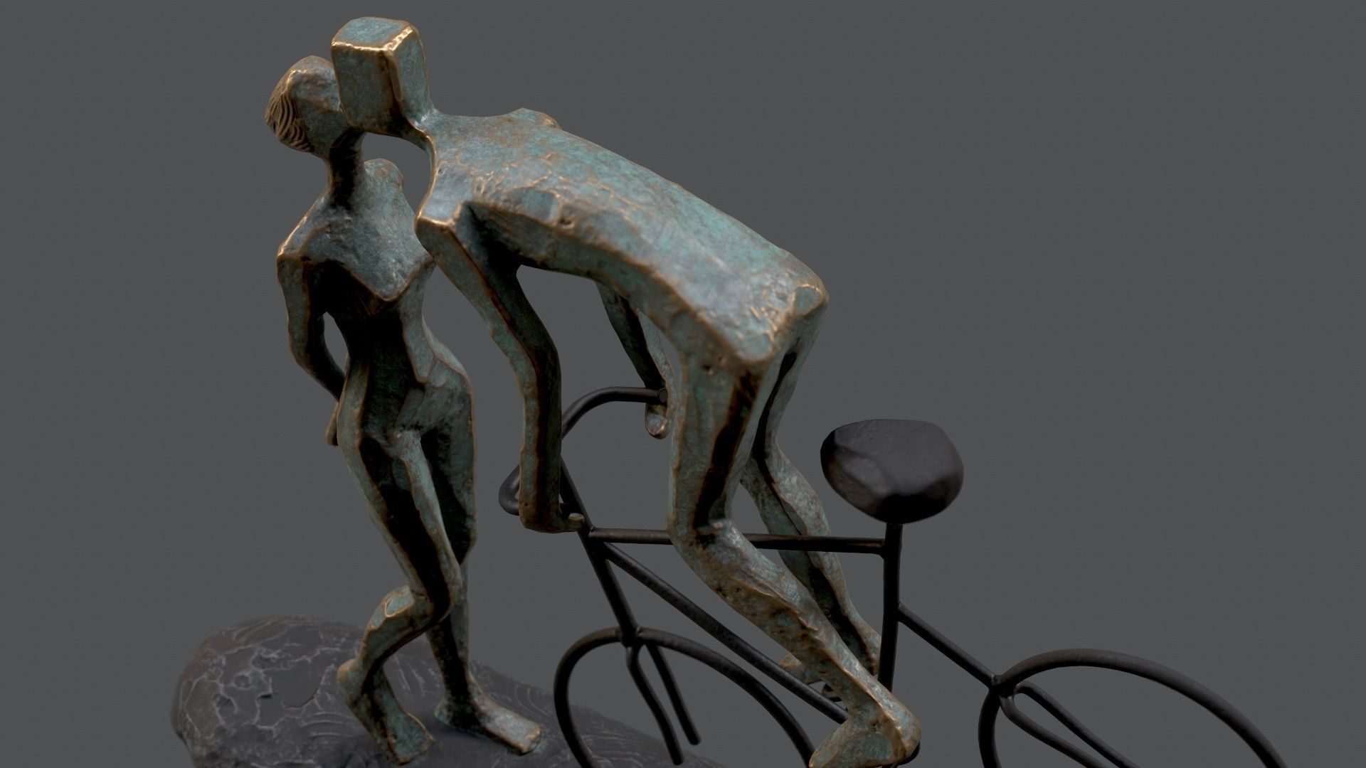 Cyclist In Love Handmade Statue Home Decor Art 3D model_16