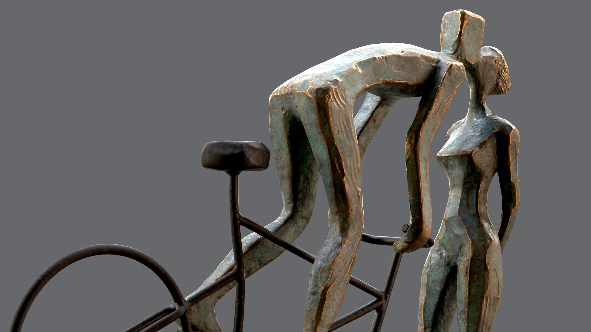 Cyclist In Love Handmade Statue Home Decor Art 3D model_8