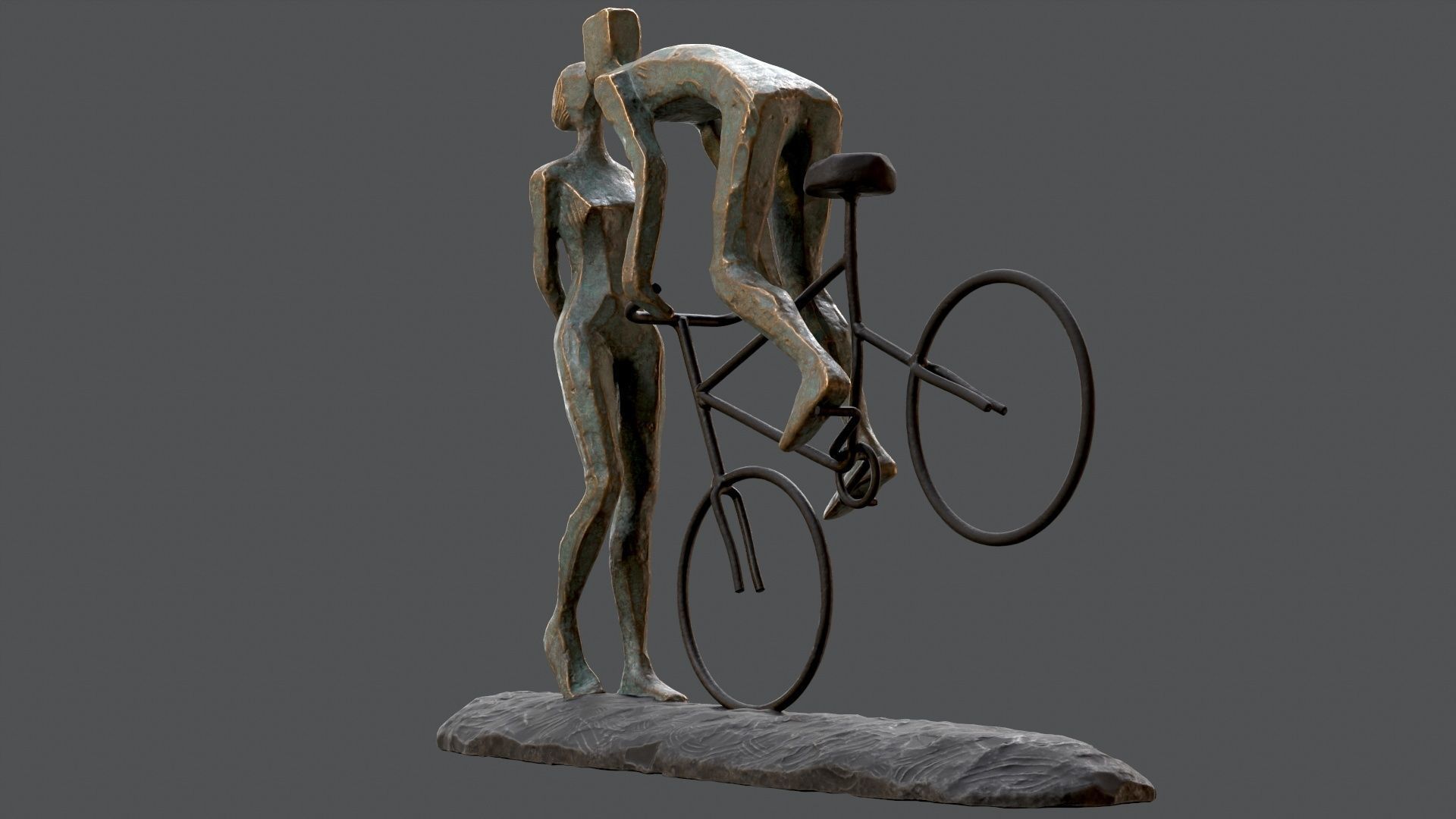 Cyclist In Love Handmade Statue Home Decor Art 3D model_13