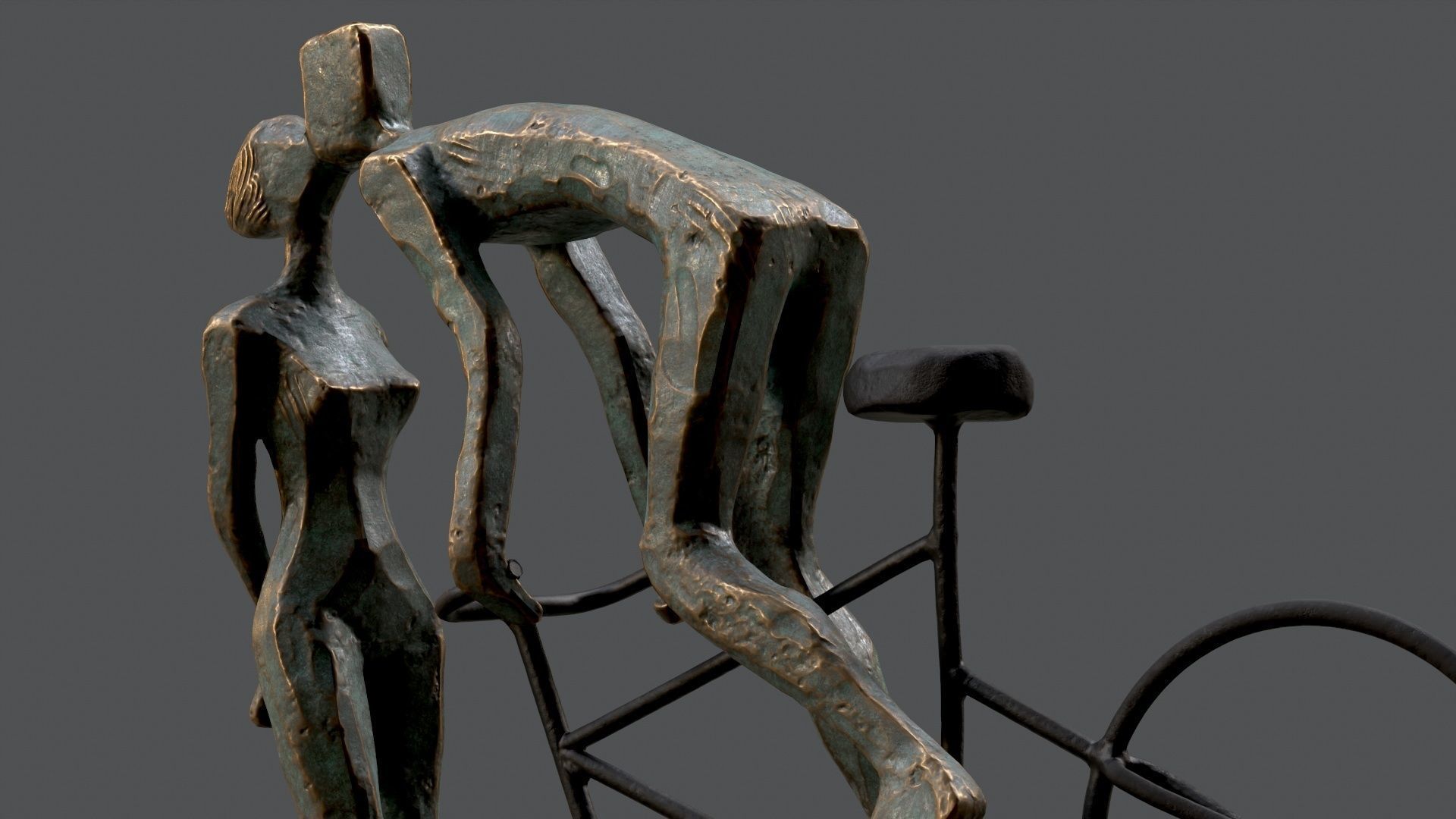 Cyclist In Love Handmade Statue Home Decor Art 3D model_2