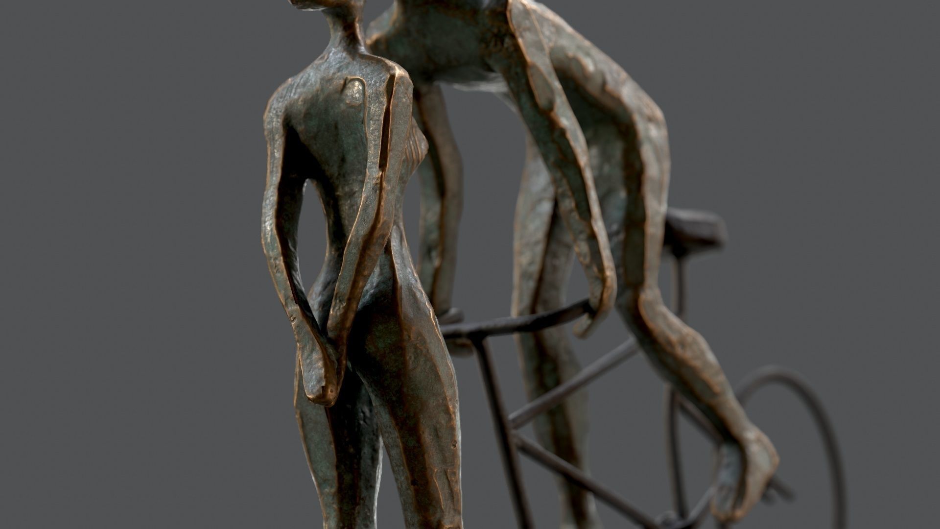 Cyclist In Love Handmade Statue Home Decor Art 3D model_12