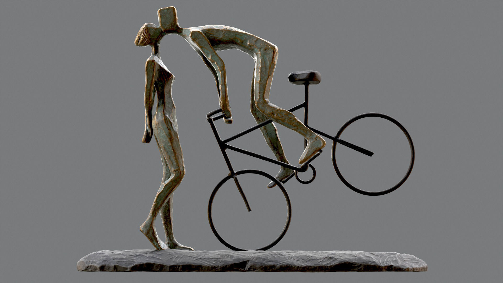 Cyclist In Love Handmade Statue Home Decor Art 3D model_1