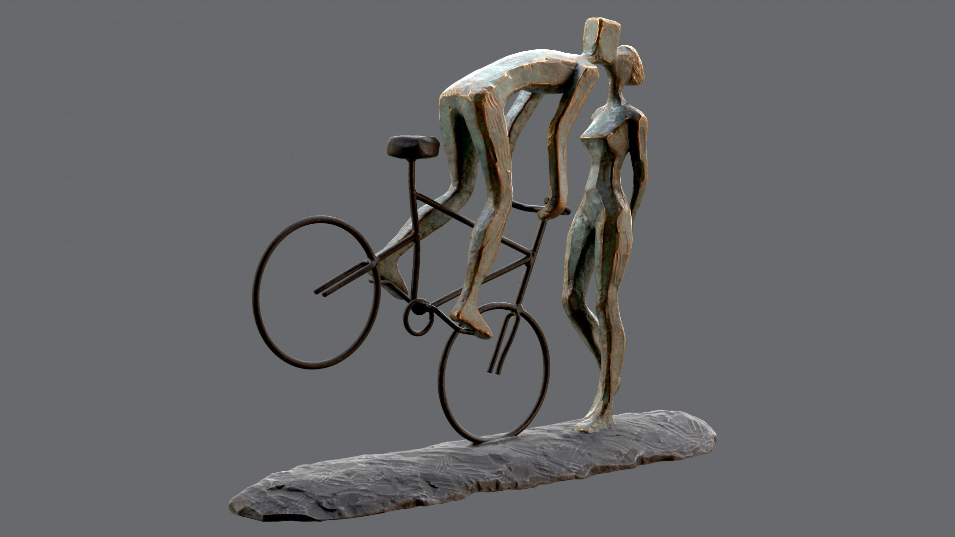 Cyclist In Love Handmade Statue Home Decor Art 3D model_6