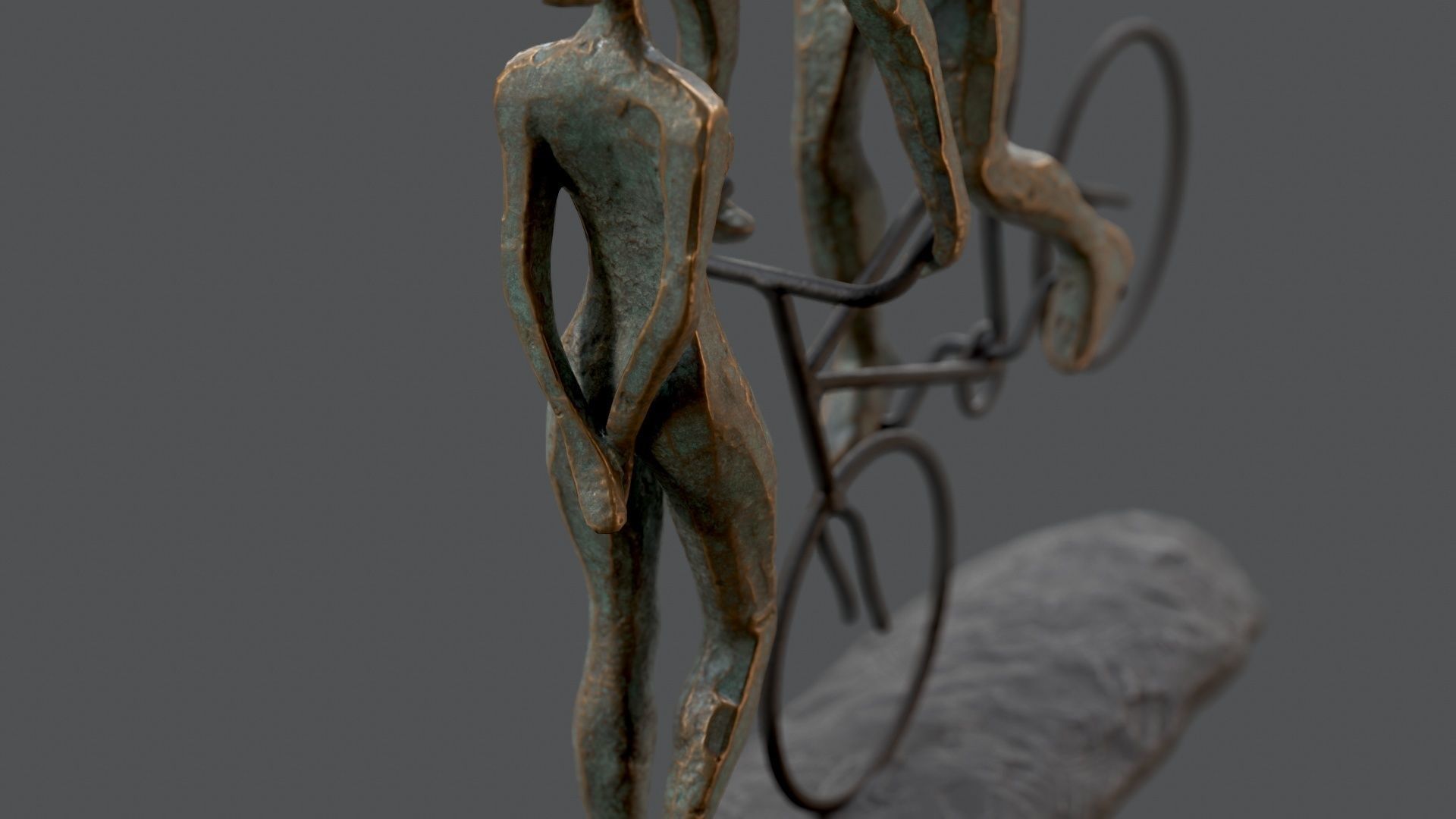 Cyclist In Love Handmade Statue Home Decor Art 3D model_10